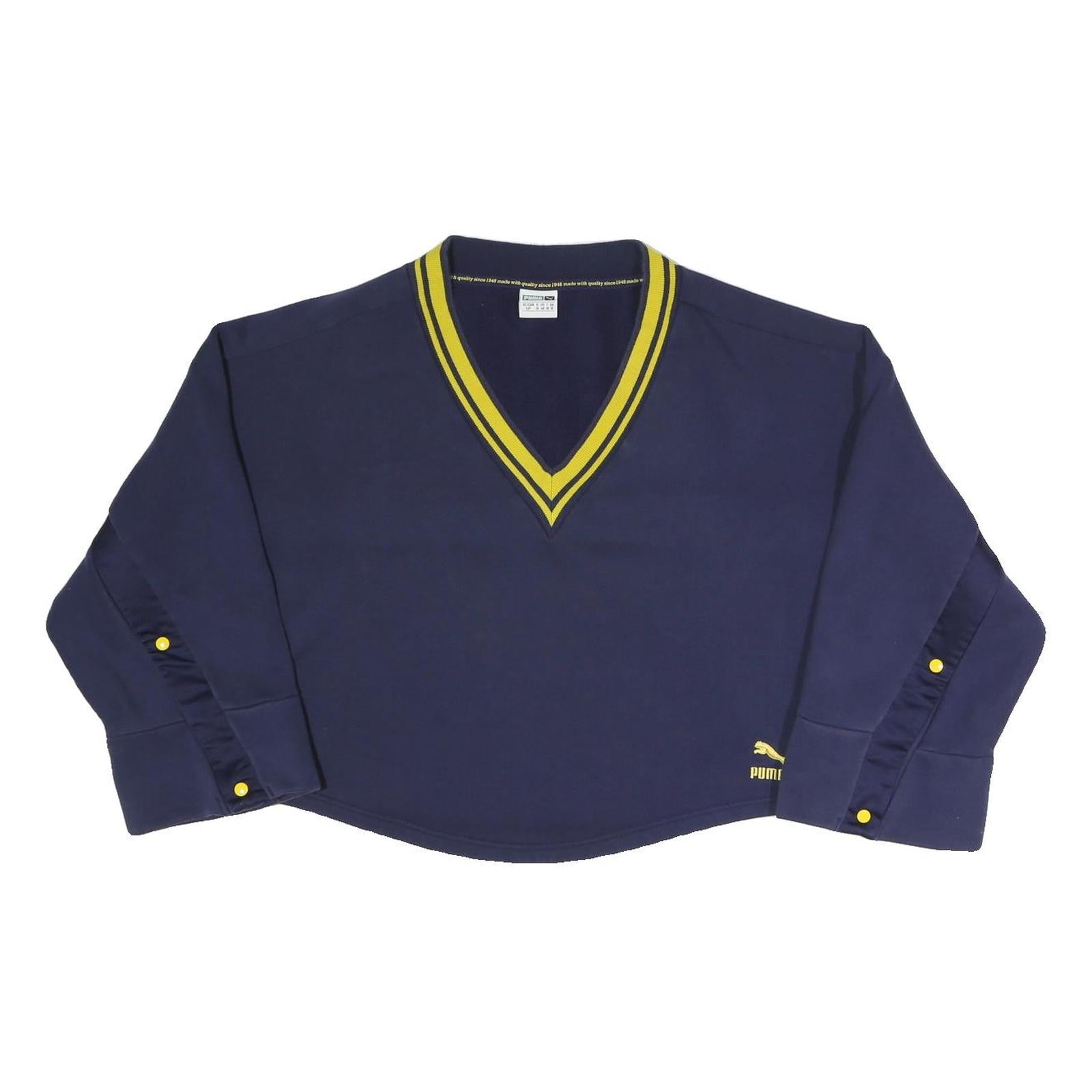 PUMA Womens Blue & Yellow V-Neck UK 10 Cotton Blend Sweatshirt Long Sleeve Refurbished - N/A refurbished available on Cerqular