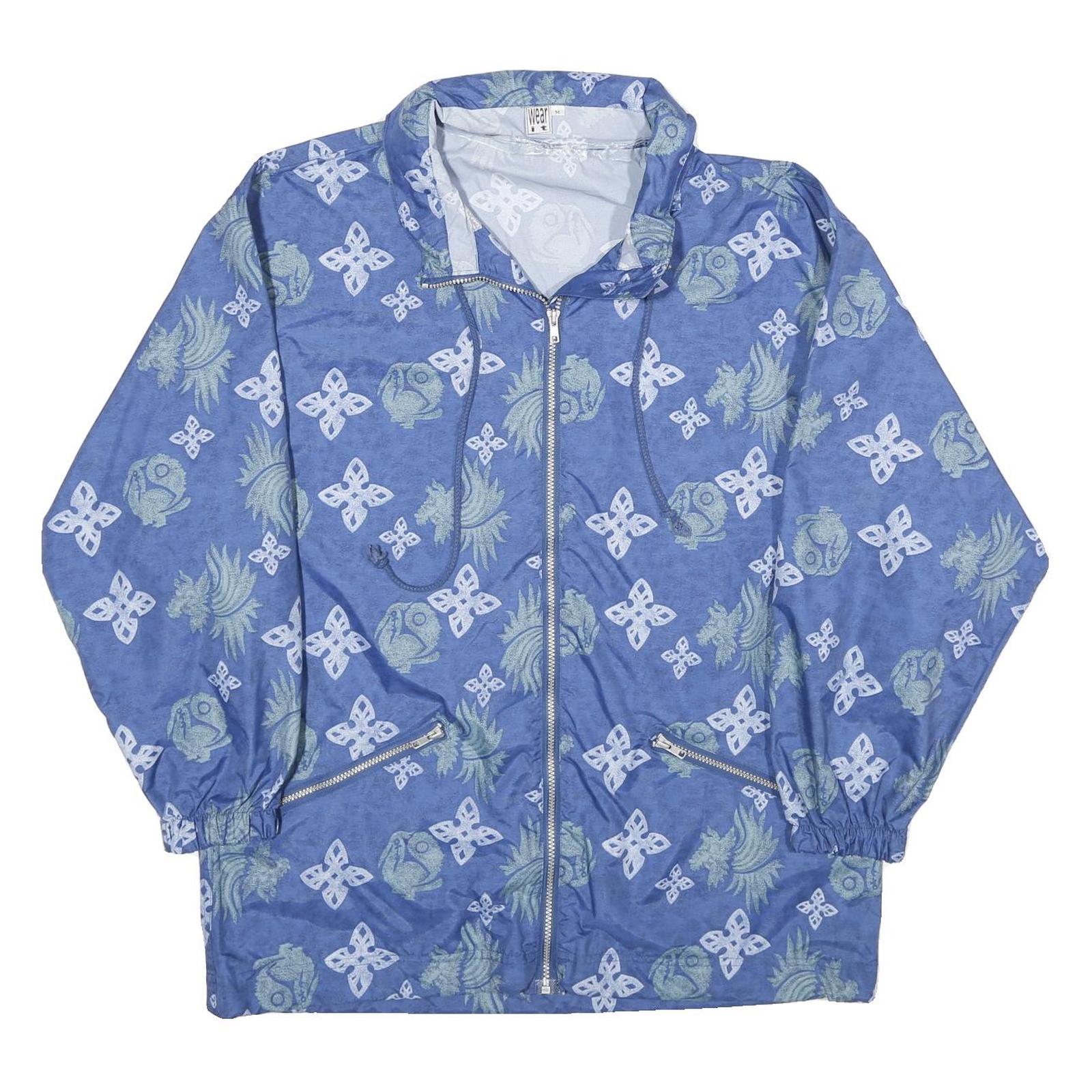 WEAR IT Mens Blue Print Zip Jacket M Nylon Casual Outdoor Patterned Refurbished - N/A refurbished available on Cerqular