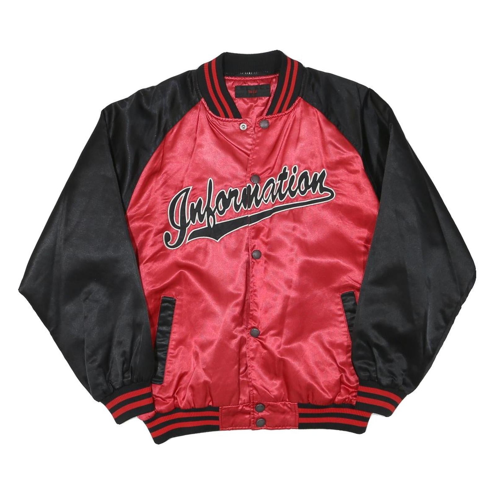 WIZ Mens Red & Black Bomber Jacket L Polyester Blend Plain Button Closure Retro Refurbished - N/A refurbished available on Cerqular