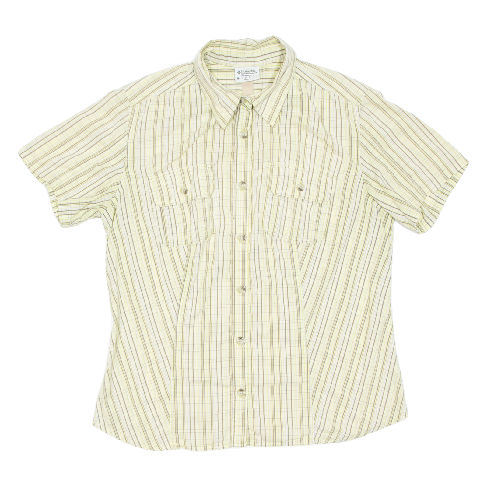 COLUMBIA Womens Shirt Yellow Striped L Refurbished - N/A refurbished available on Cerqular