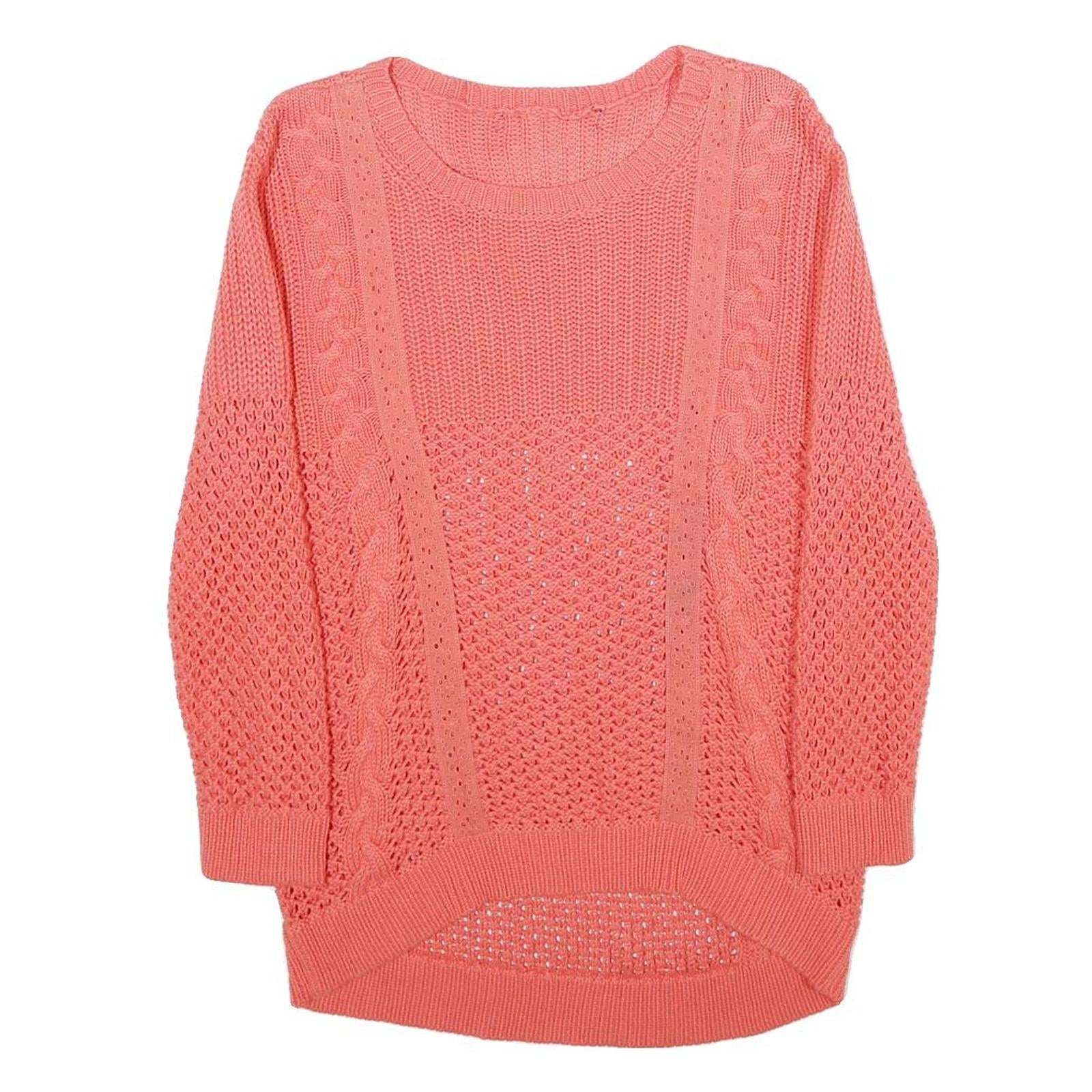 Womens Pink Patterned Jumper Crew Neck Chunky Knit S Lightweight Refurbished - N/A refurbished available on Cerqular