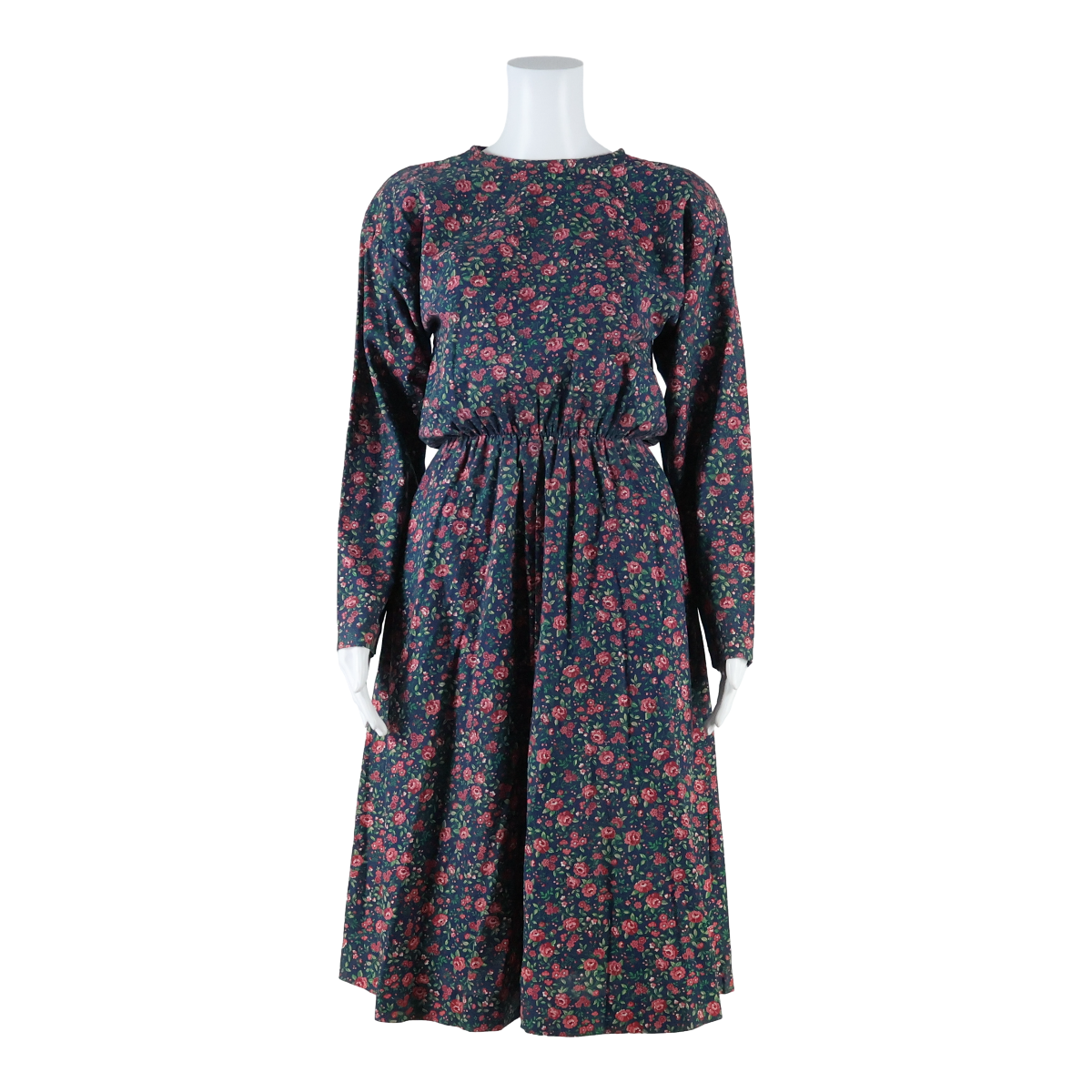 Womens A-Line Dress Blue Floral Long Sleeve Midi S Refurbished - N/A refurbished available on Cerqular