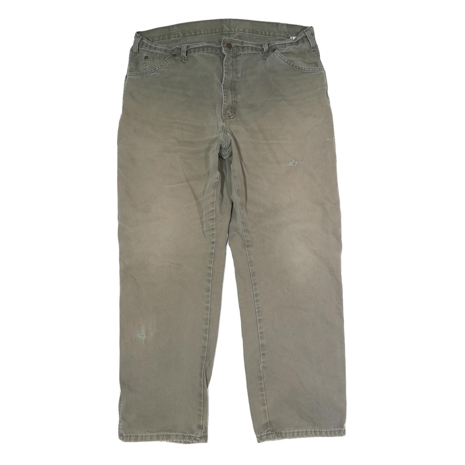 DICKIES Mens Cotton Beige Regular Fit Straight Trousers W38 L31 Workwear Button Refurbished - N/A refurbished available on Cerqular