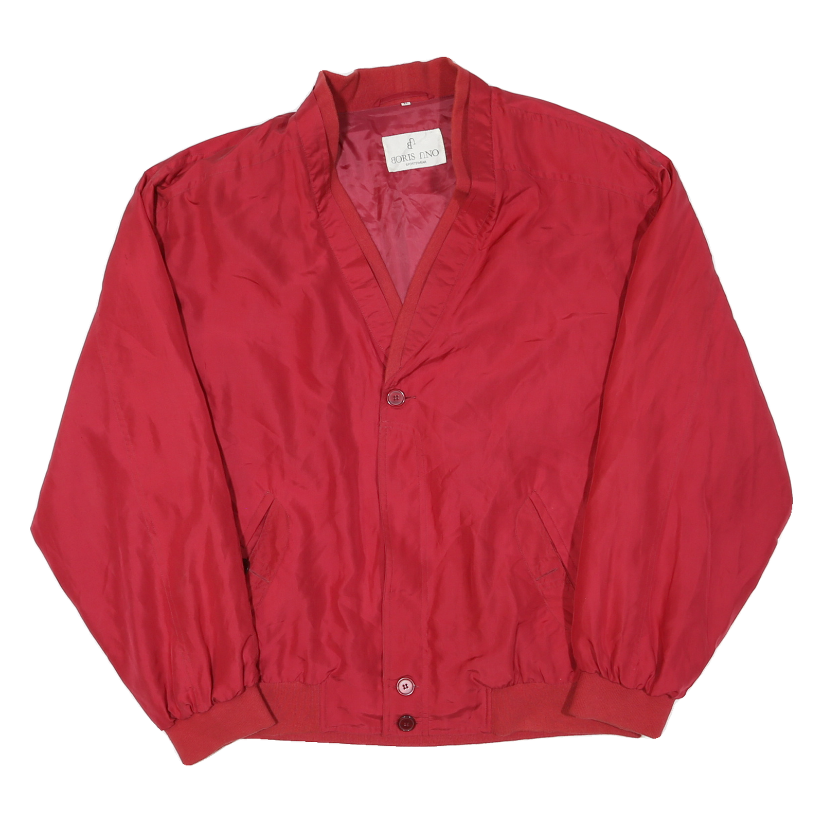 Mens Red Button Synthetic Jacket L Casual Lightweight Plain Refurbished - N/A refurbished available on Cerqular