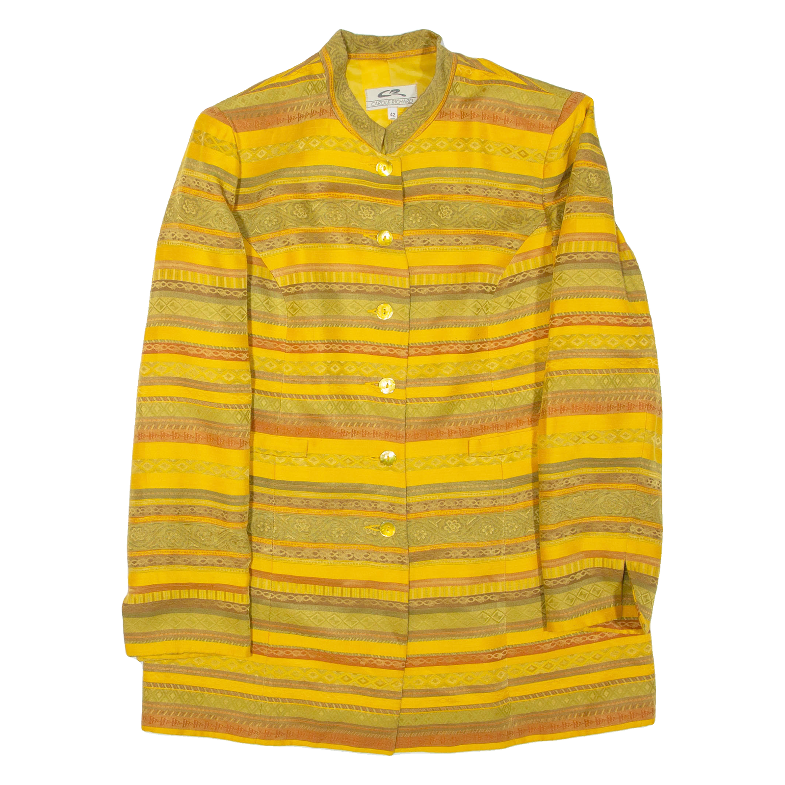 CAROLE RICHARD Womens Jacket Yellow Striped L Refurbished - N/A refurbished available on Cerqular