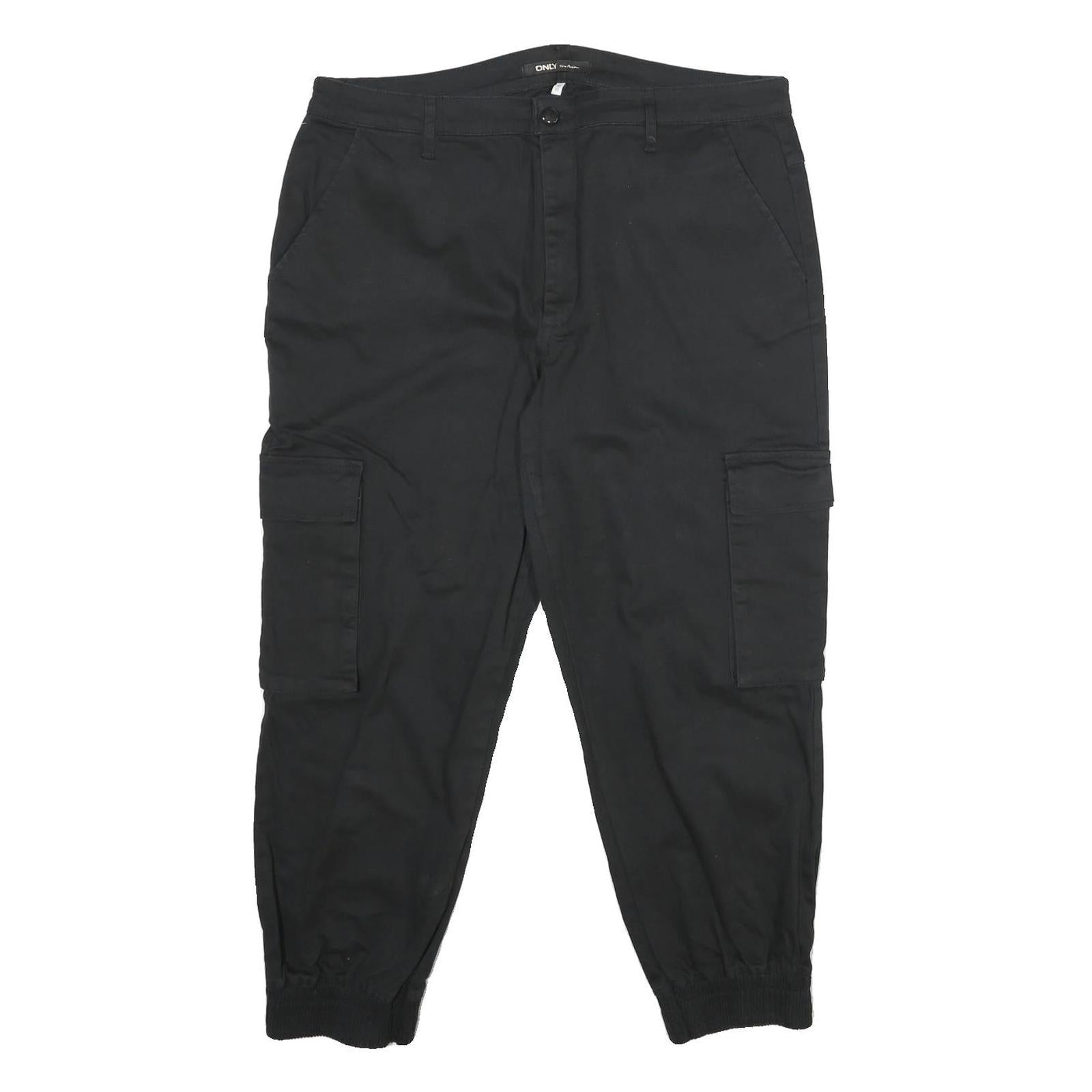 ONLY Womens Black Cotton Blend Regular Cargo Trousers W36 L25 Casual Workwear Refurbished - N/A refurbished available on Cerqular