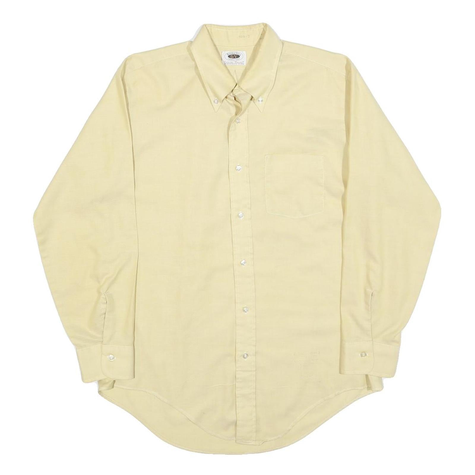 GOLDEN VEE Mens Cream Shirt M Classic Button Down Collar Cotton Blend Refurbished - N/A refurbished available on Cerqular