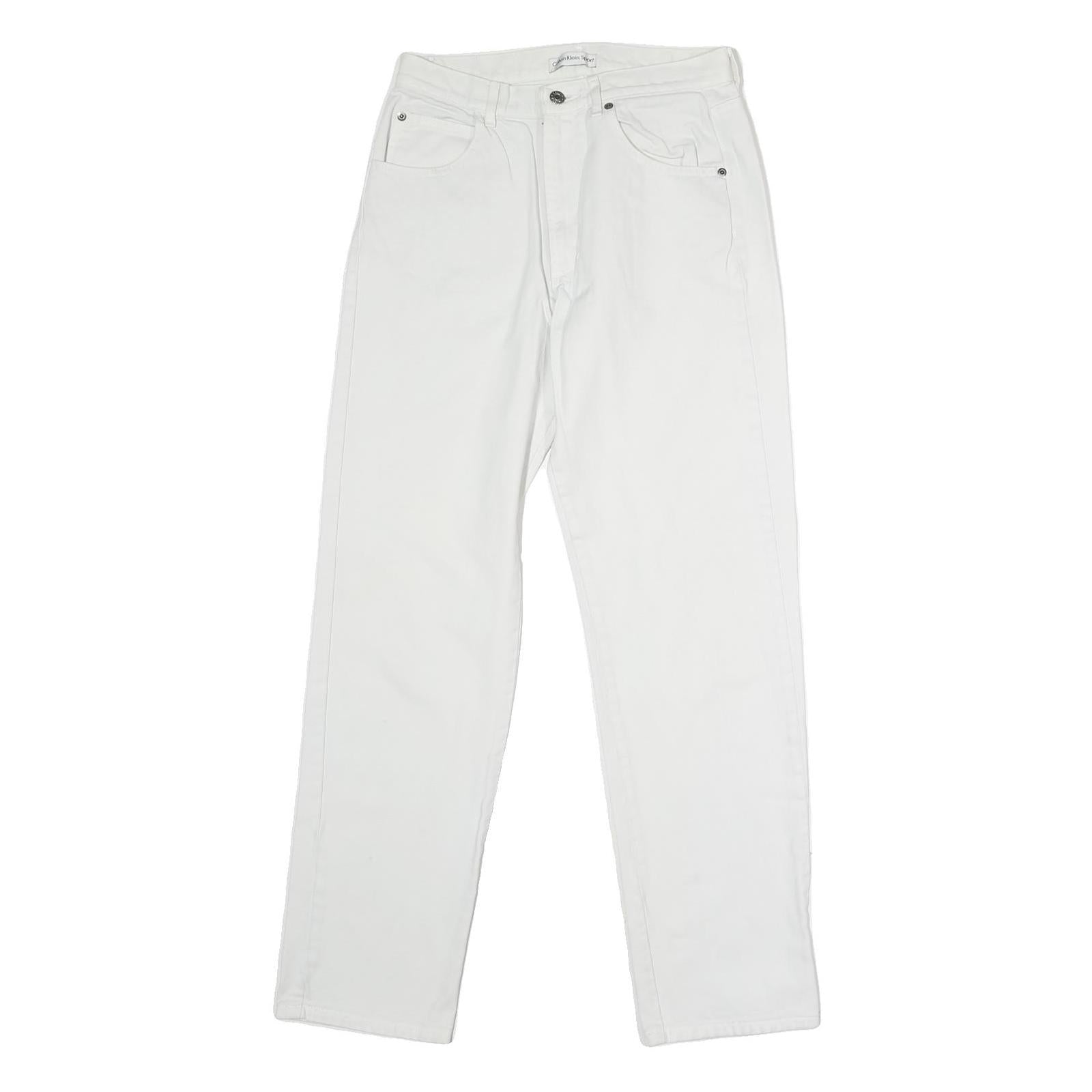 CALVIN KLEIN Mens Jeans White Regular Straight Denim Raw W28 L31 Zip Cotton Refurbished - N/A refurbished available on Cerqular