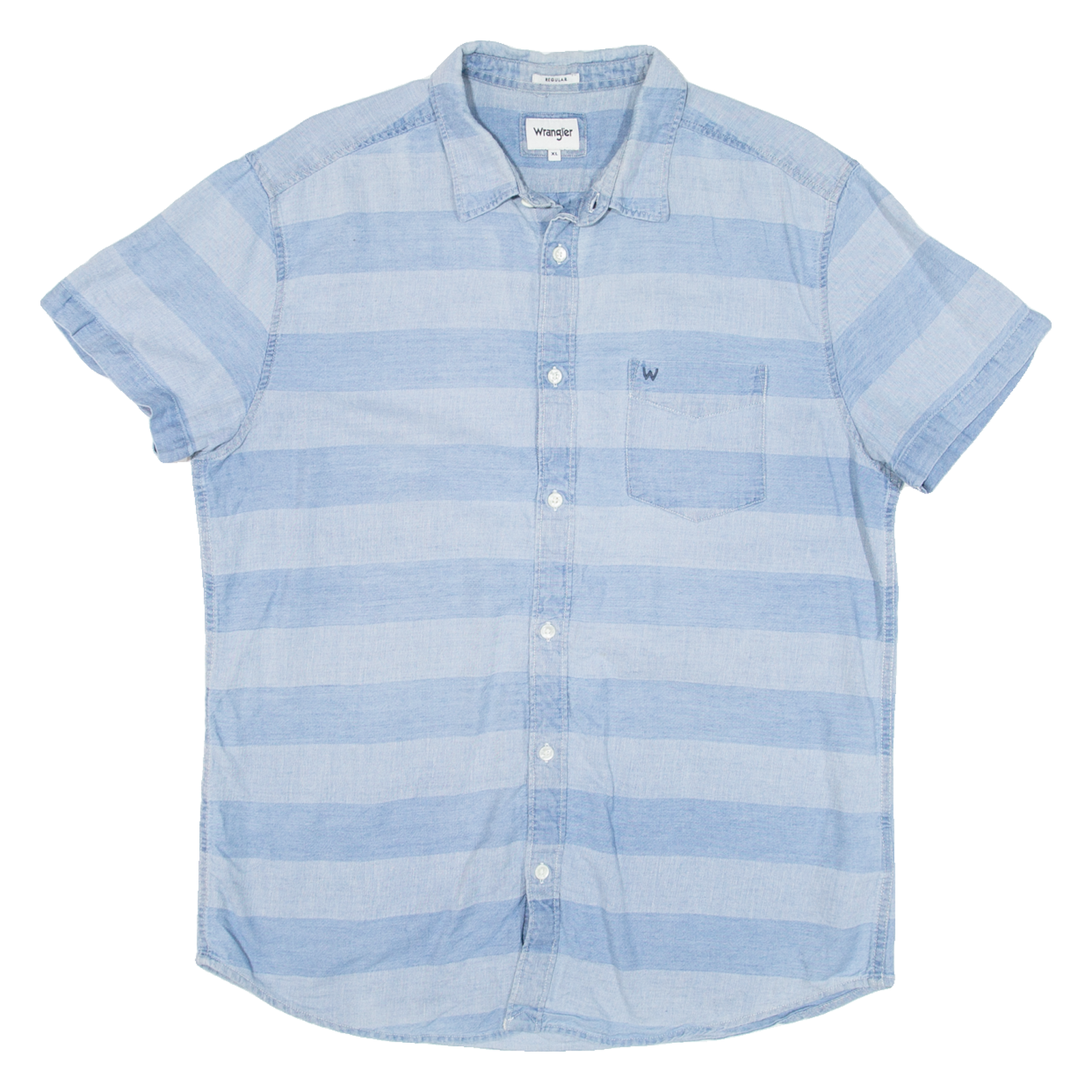 WRANGLER Mens Shirt Blue Striped XL Refurbished - N/A refurbished available on Cerqular