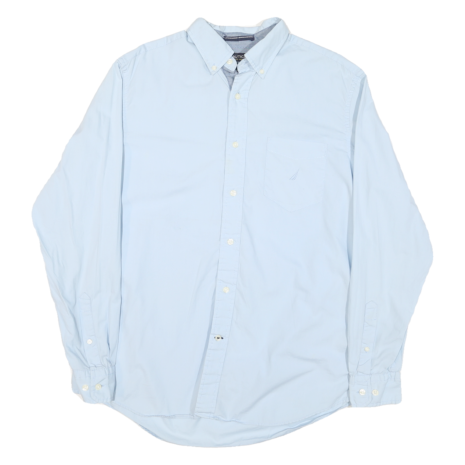 NAUTICA Mens Blue Cotton Blend Shirt M Button-Down Collar Long Sleeve Casual Refurbished - N/A refurbished available on Cerqular