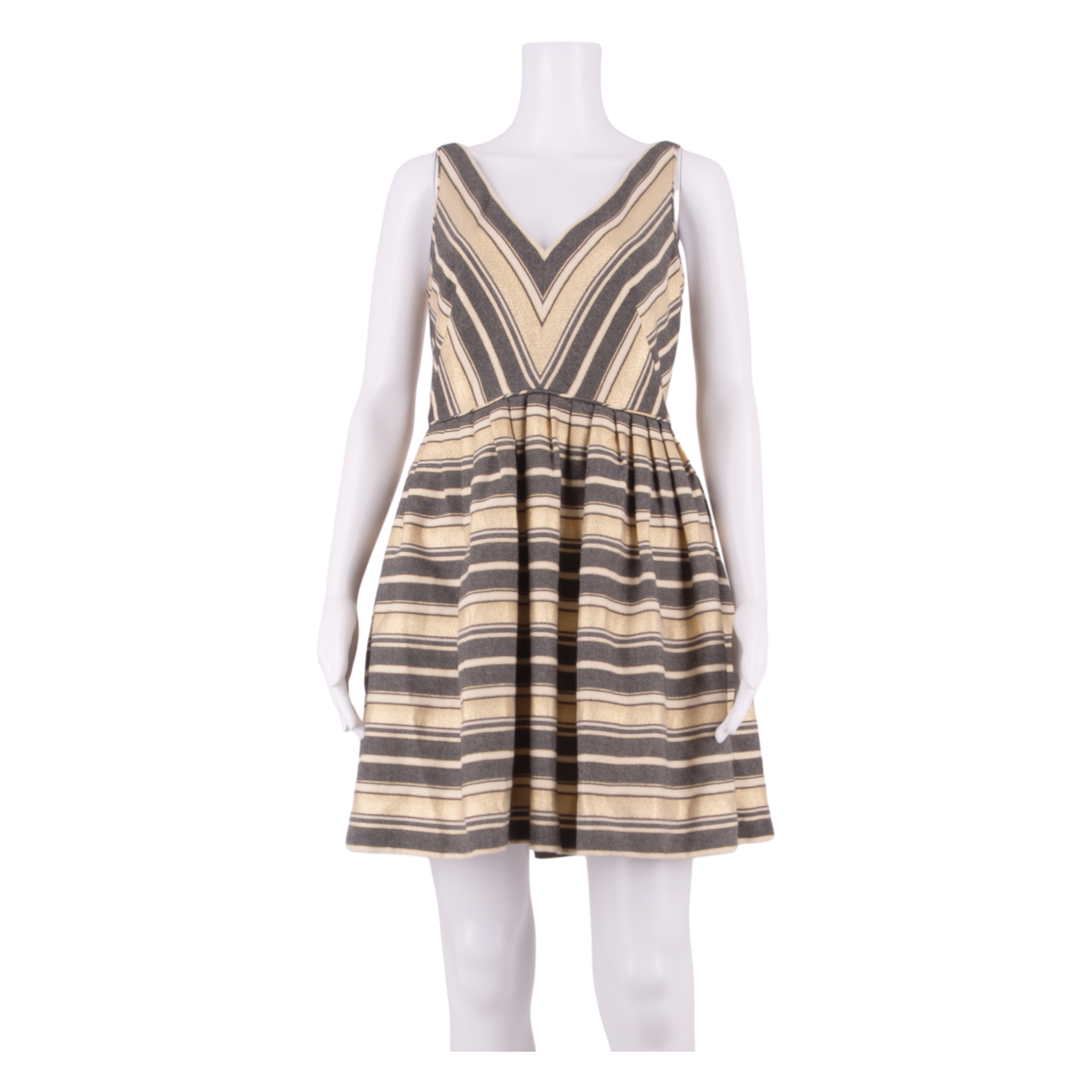 J.CREW Womens Skater Dress Gold Striped Sleeveless Short S Refurbished - N/A refurbished available on Cerqular