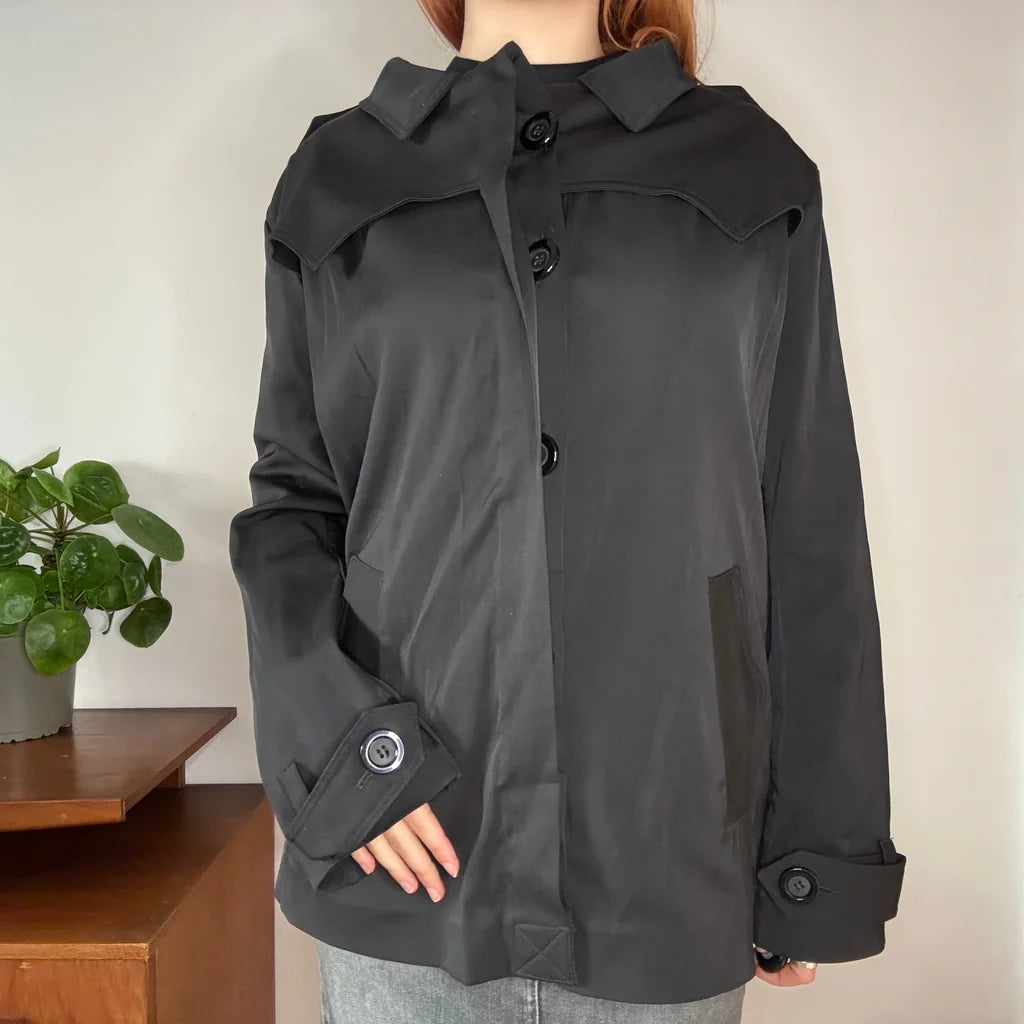 Unbranded Jacket - Small Black Cotton Blend Refurbished - Thrifted (note: this is a term often used to describe second- refurbished available on Cerqular