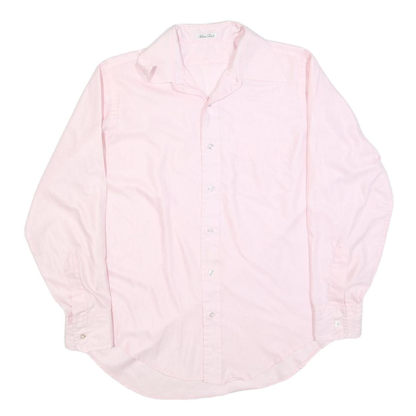 Mens Pink Plain Shirt L Classic Long Sleeve Button Closure Casual Formal Refurbished - N/A refurbished available on Cerqular