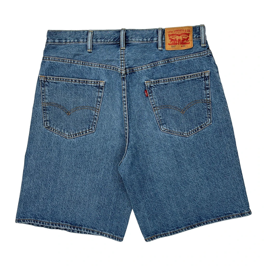 Levis Denim Shorts - 36W 10L Blue Cotton Refurbished - Thrifted (note: this is a term often used to describe second- refurbished available on Cerqular