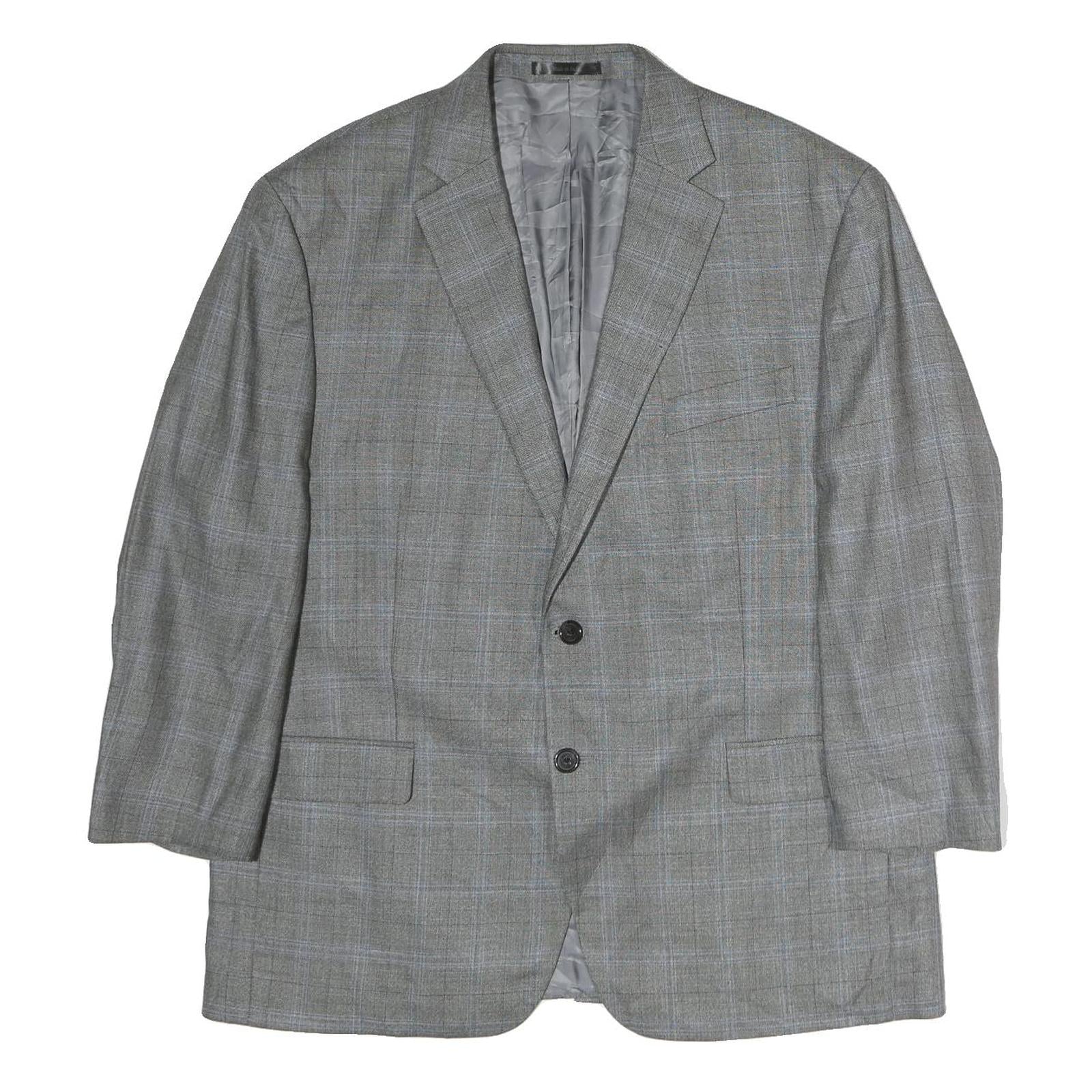 LAUREN RALPH LAUREN Womens Grey Blue Check Tailored Cotton Jacket L Buttons Refurbished - N/A refurbished available on Cerqular