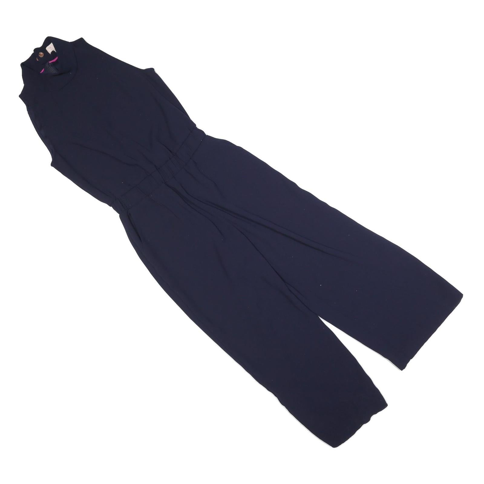 TED BAKER Womens Navy Playsuit Cotton Blend S Sleeveless High Neck Zip Closure Refurbished - N/A refurbished available on Cerqular