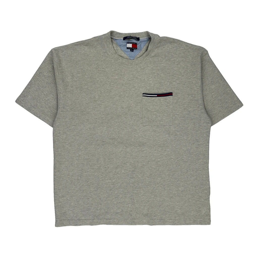 Tommy Hilfiger T-Shirt - XL Grey Cotton Refurbished - Thrifted (note: this is a term often used to describe second- refurbished available on Cerqular