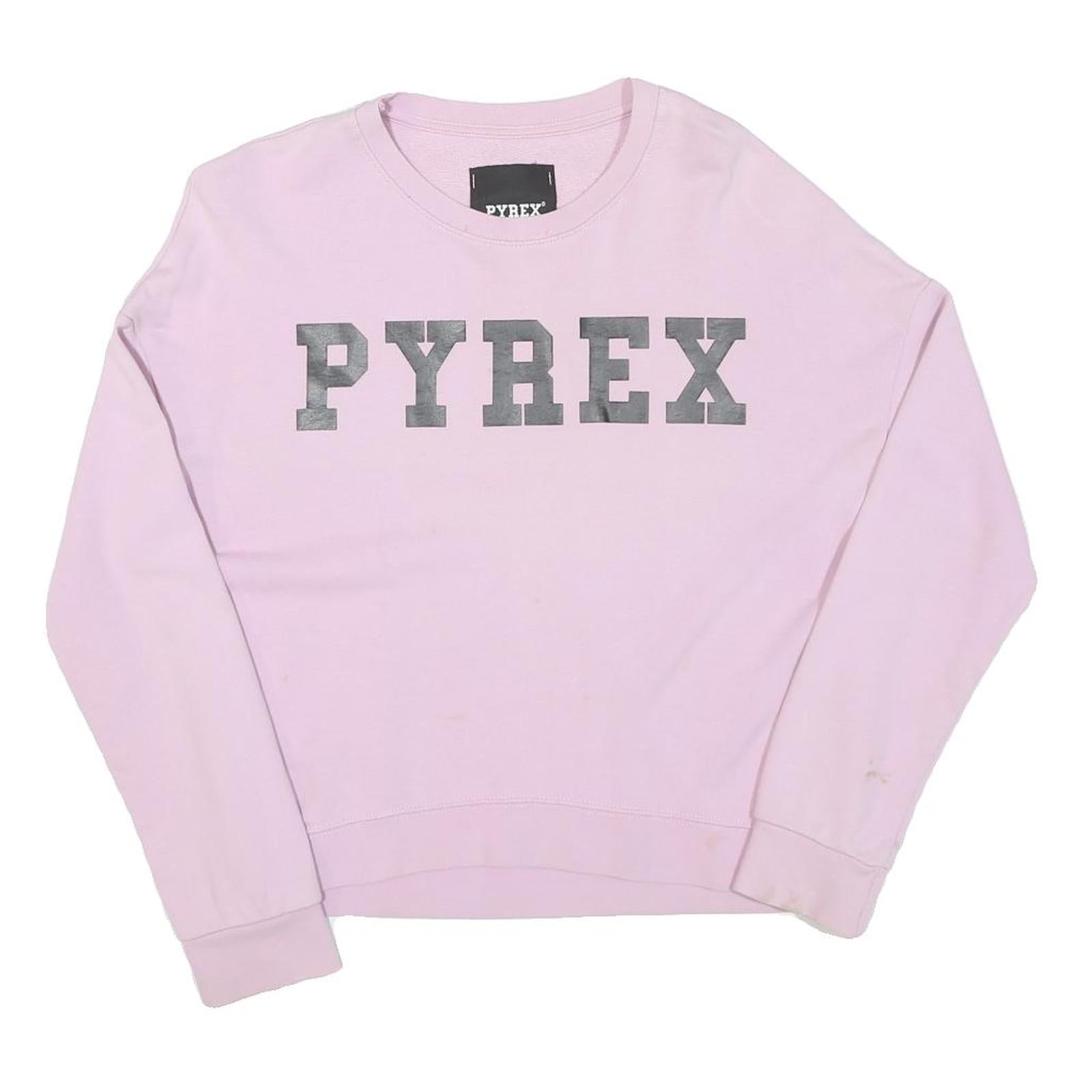 Womens Pink Sweatshirt Pyrex Crew Neck S Cotton Soft Casual Pullover Refurbished - N/A refurbished available on Cerqular
