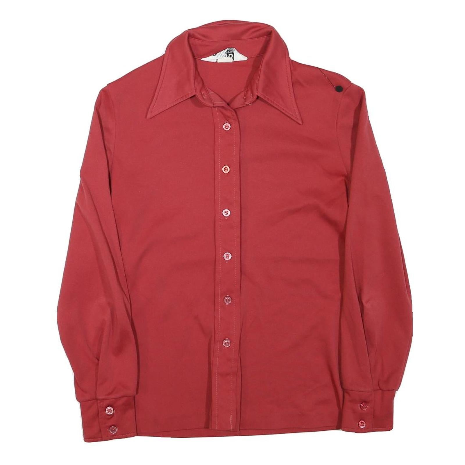 Womens Red Plain Shirt S Polyester Blend Classic Button Closure Long Sleeve Refurbished - N/A refurbished available on Cerqular