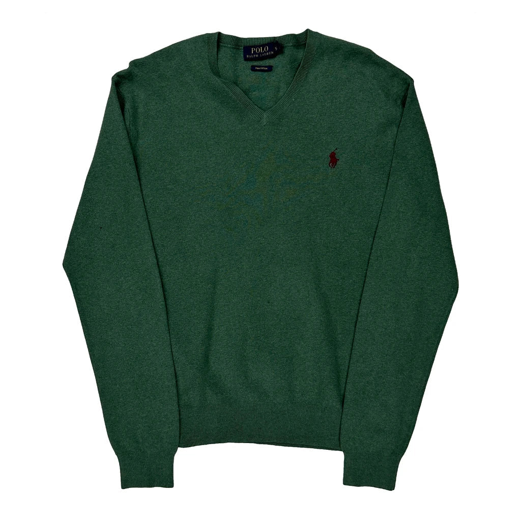 Polo By Ralph Lauren Jumper - Small Green Cotton Refurbished - Thrifted (note: this is a term often used to describe second- refurbished available on Cerqular