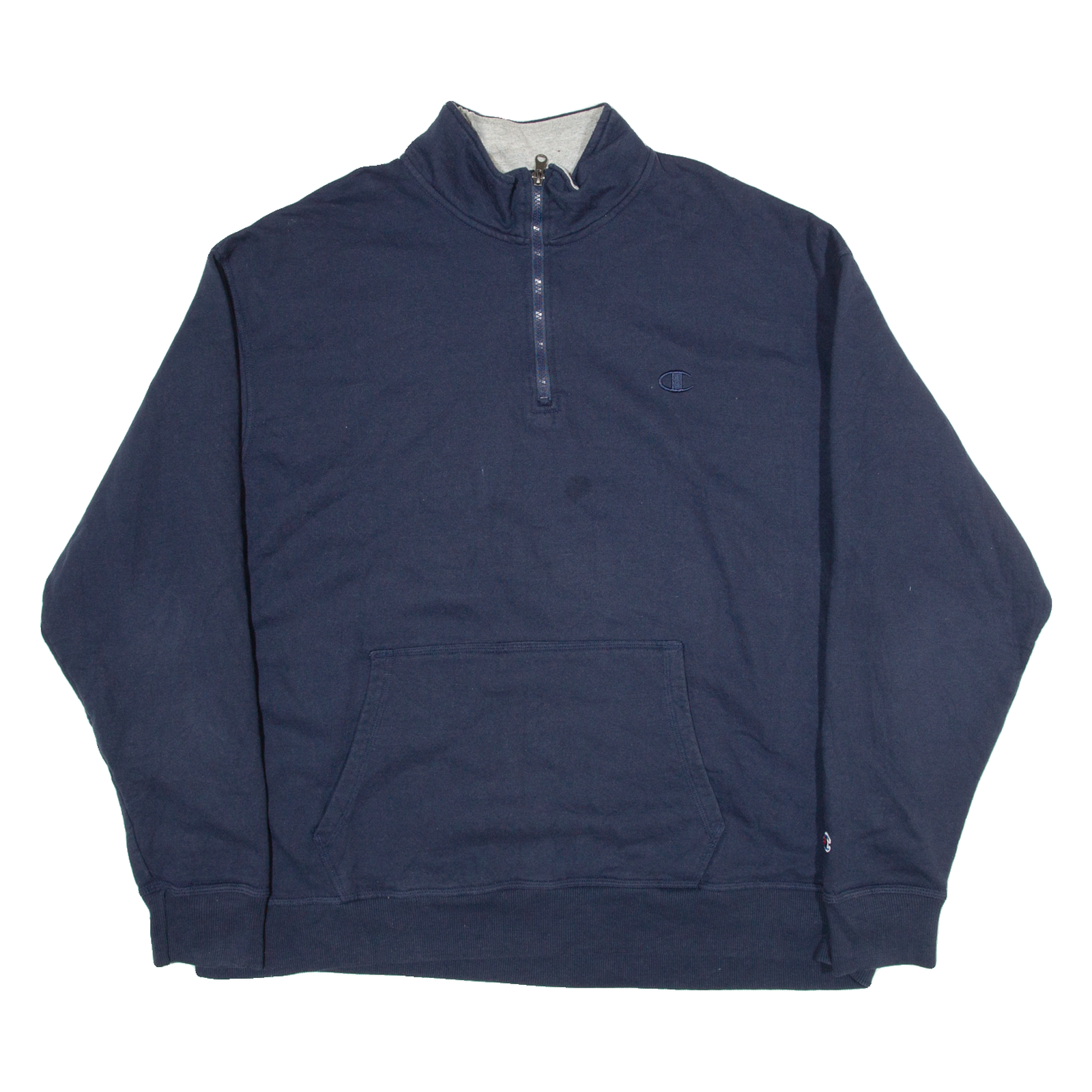 CHAMPION Mens Sweatshirt Blue 1/4 Zip 2XL Refurbished - N/A refurbished available on Cerqular