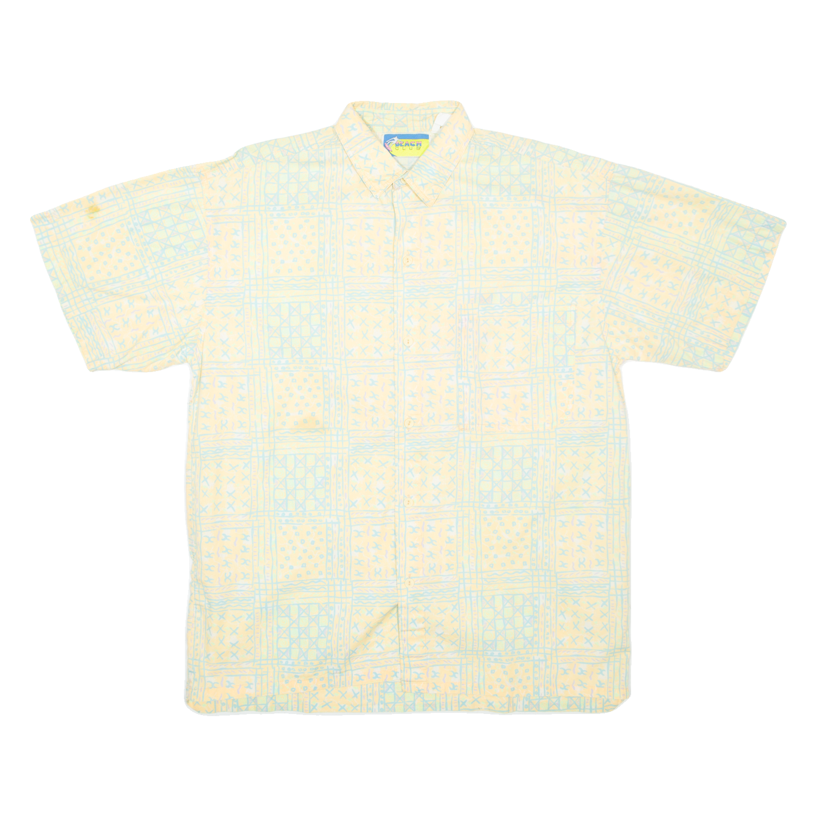 BEACHCLUB Mens Hawaiian Shirt Yellow Crazy Pattern M Refurbished - N/A refurbished available on Cerqular
