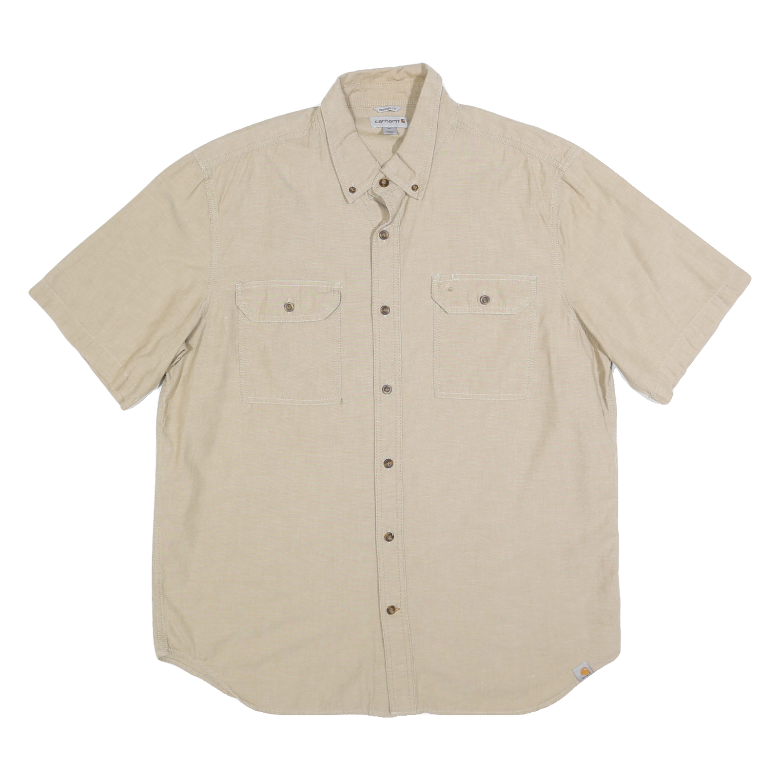 CARHARTT Mens Beige Casual Cotton Shirt XL Button-Down Short Sleeve Workwear Refurbished - N/A refurbished available on Cerqular