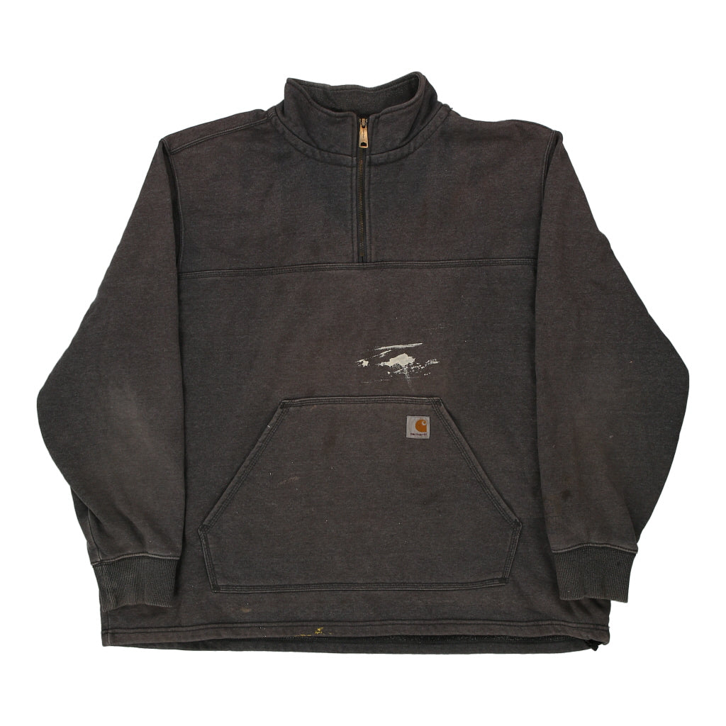 Carhartt 1/4 Zip - 2XL Grey Cotton Blend | Size: xx-large Refurbished - Thrifted (note: this is a term often used to describe second- refurbished available on Cerqular