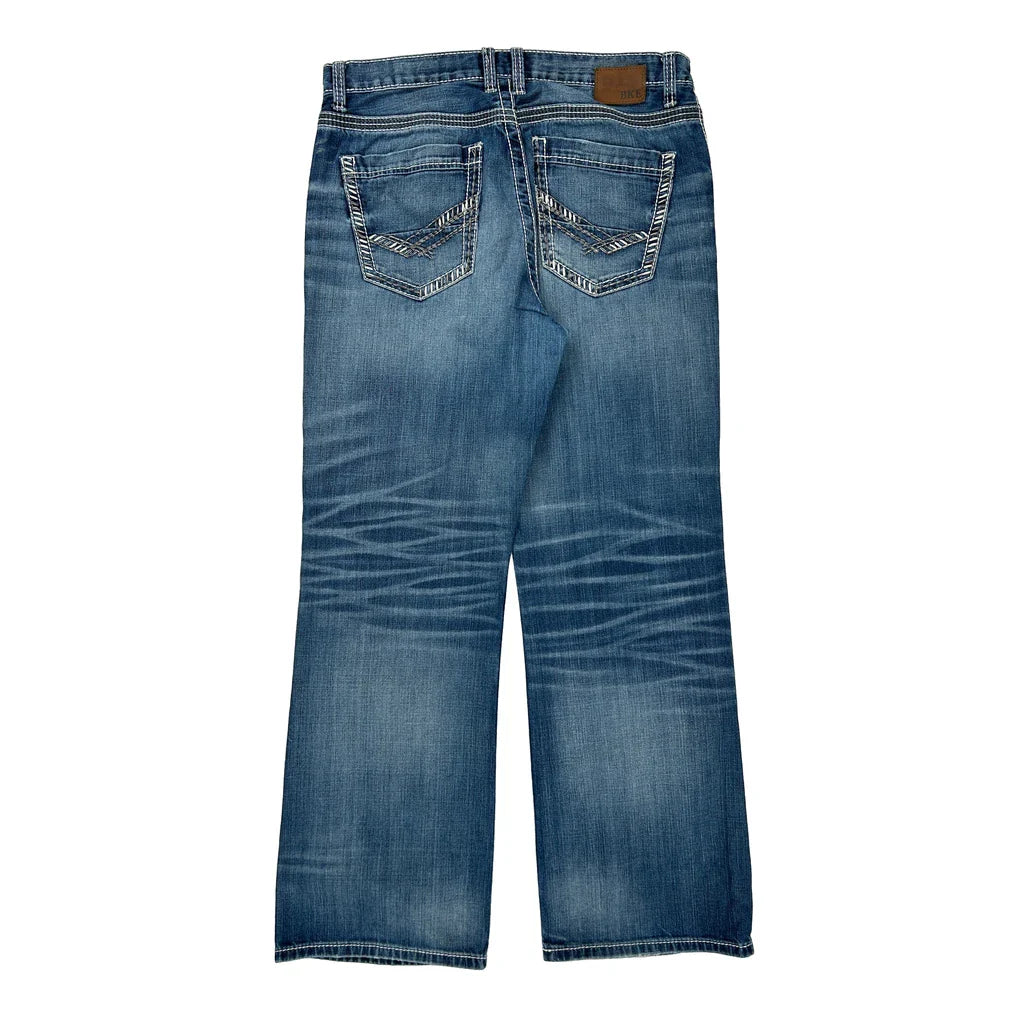 Bke Boot Cut Jeans - 33W 32L Blue Denim Refurbished - Thrifted (note: this is a term often used to describe second- refurbished available on Cerqular
