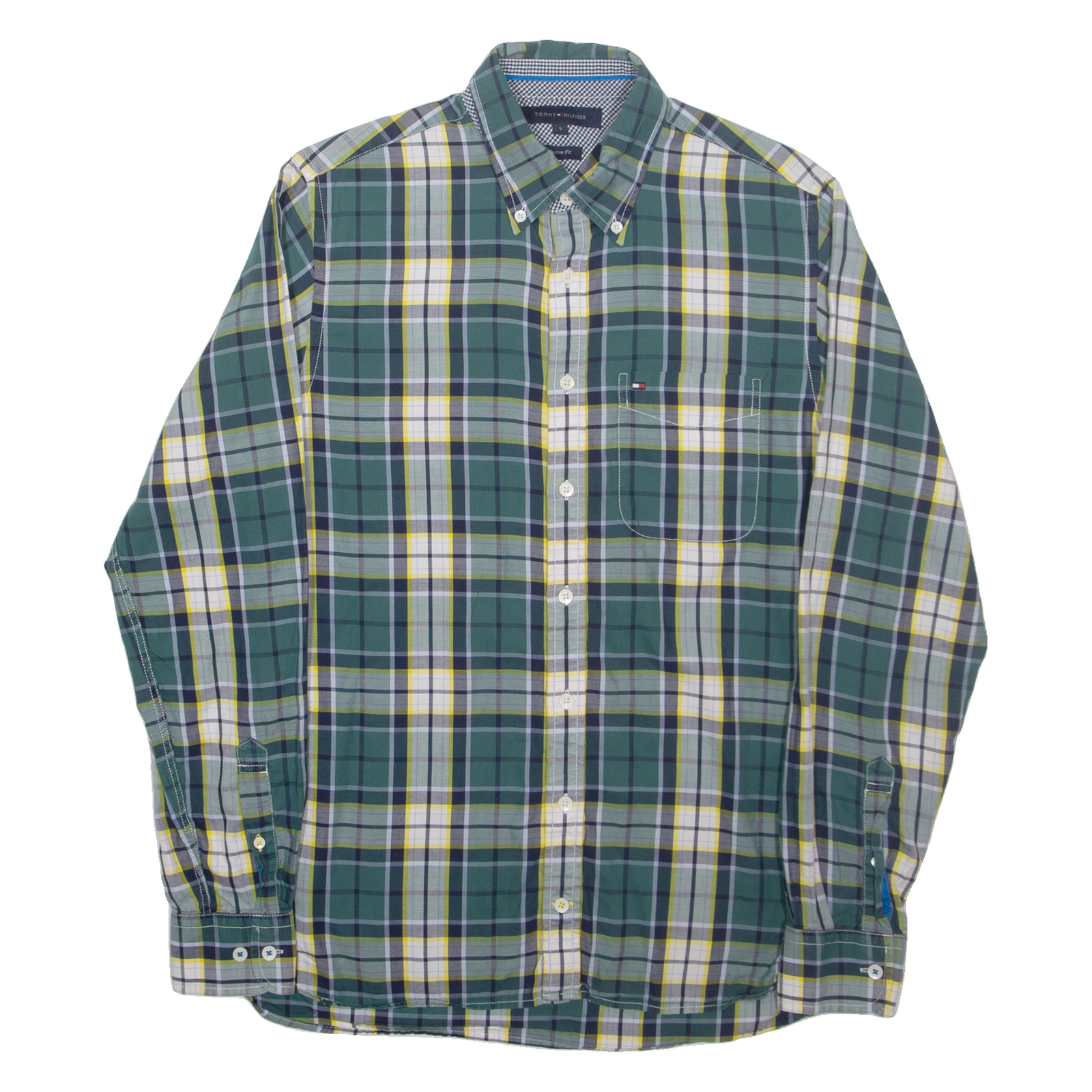 TOMMY HILFIGER Custom Fit Mens Shirt Green Check Long Sleeve S Refurbished - N/A refurbished available on Cerqular