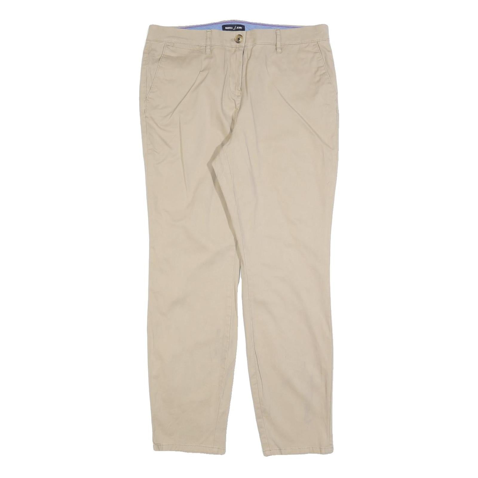 NAUTICA Womens Cotton Blend Beige Regular Fit Straight Leg Trousers W32 L30 Refurbished - N/A refurbished available on Cerqular