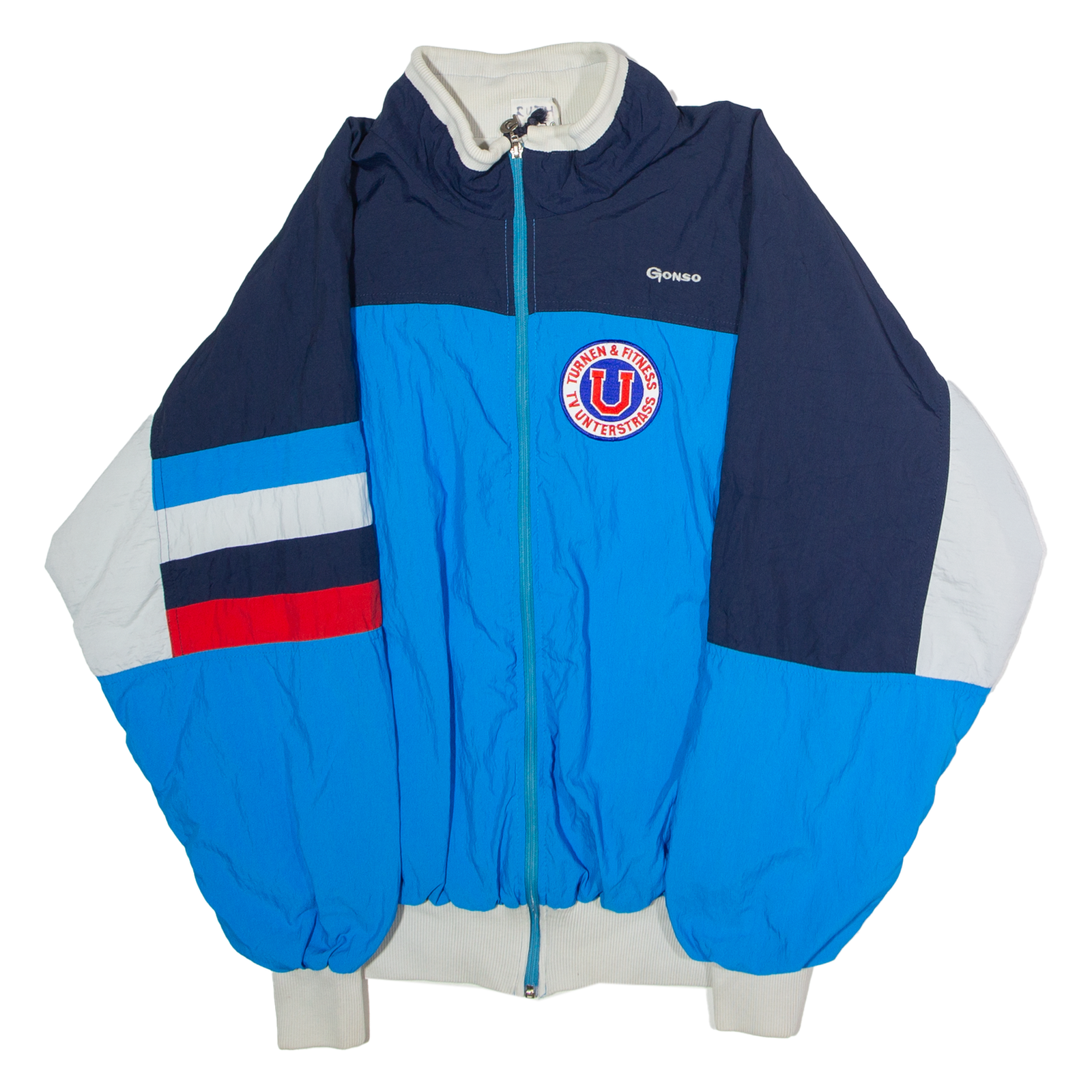 GONSO TV Unterstrass Mens Track Jacket Blue 90s Colourblock L Refurbished - N/A refurbished available on Cerqular