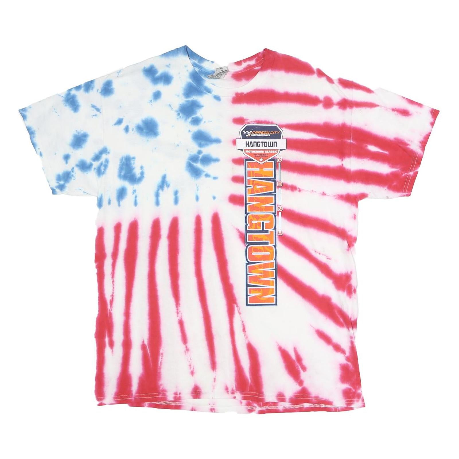 GILDAN Mens Red & Blue Hangtown Graphic T-Shirt L Short Sleeve Crew Neck Refurbished - N/A refurbished available on Cerqular