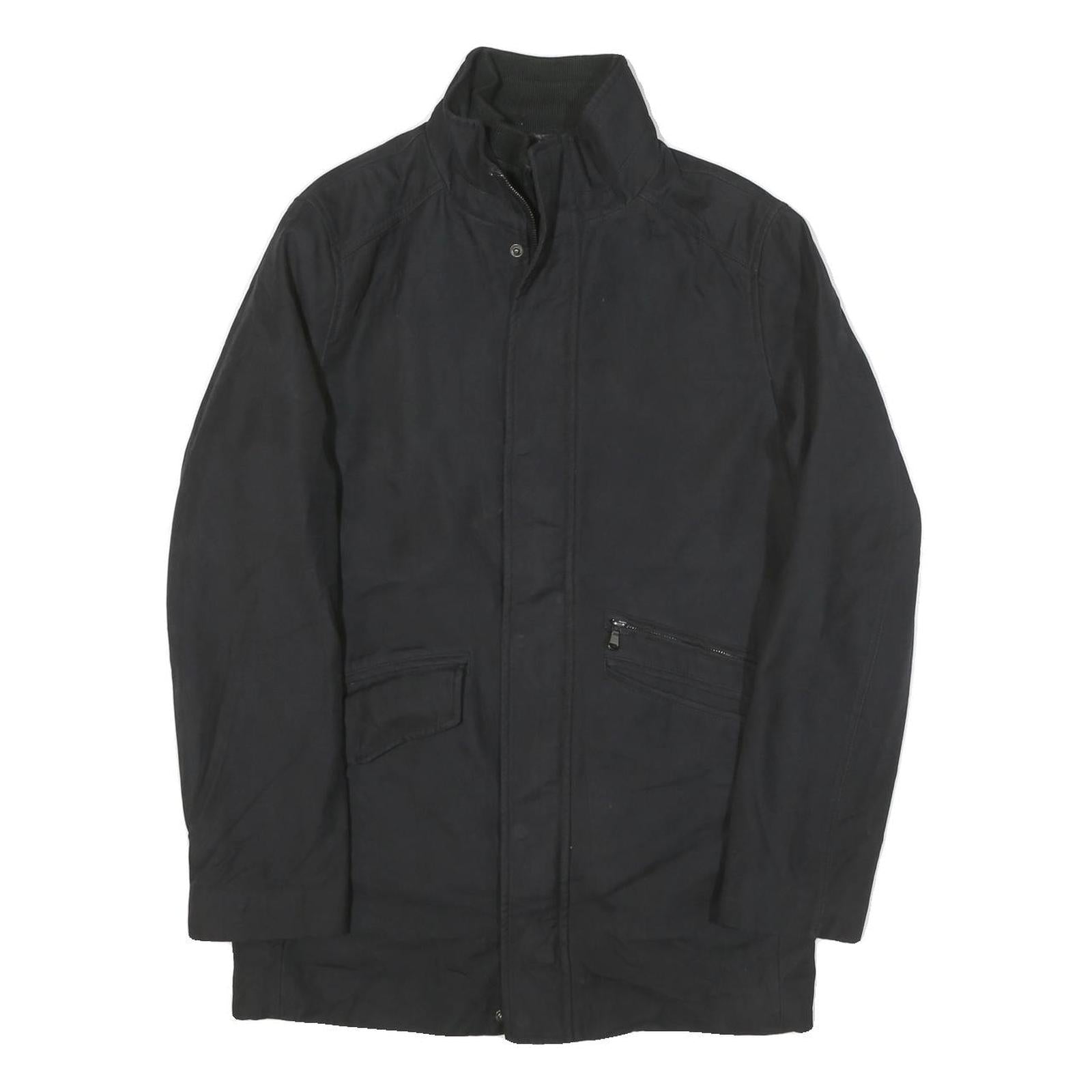 CALVIN KLEIN Mens Black Cotton Blend Zip Jacket M Plain Classic Casual Outerwear Refurbished - N/A refurbished available on Cerqular