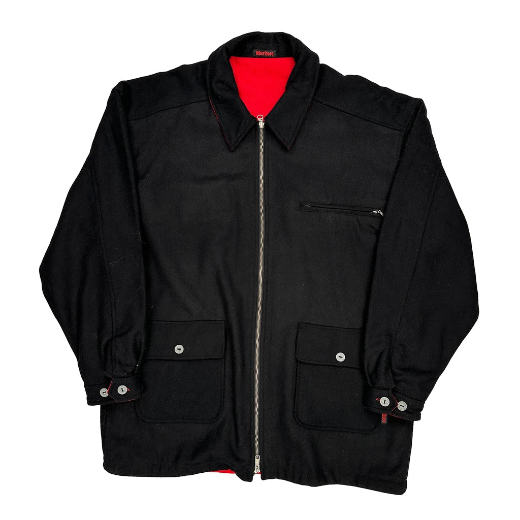 Marlboro Jacket - Medium Red Wool Refurbished - Thrifted (note: this is a term often used to describe second- refurbished available on Cerqular