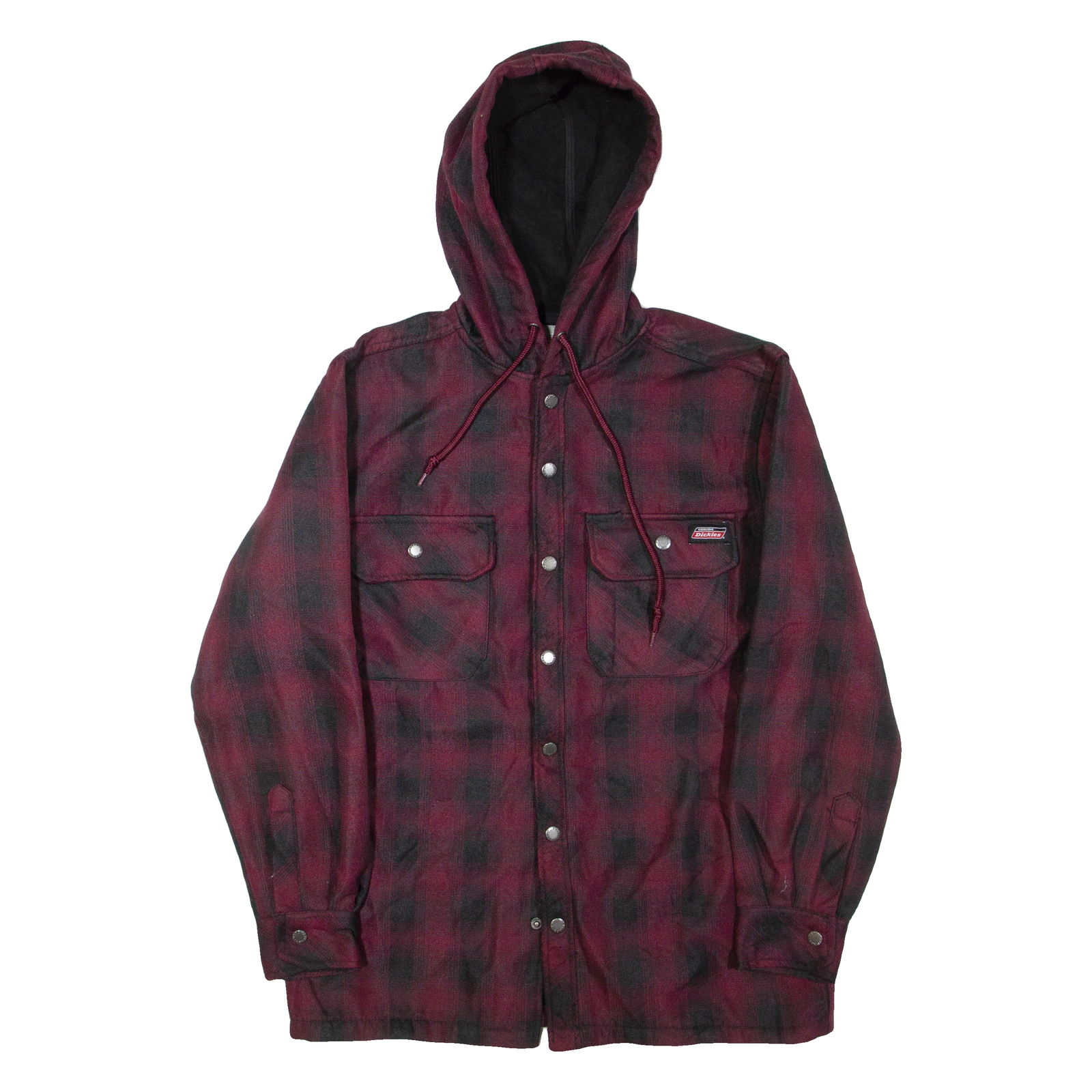 DICKIES Mens Jacket Maroon Hooded Check S Refurbished - N/A refurbished available on Cerqular