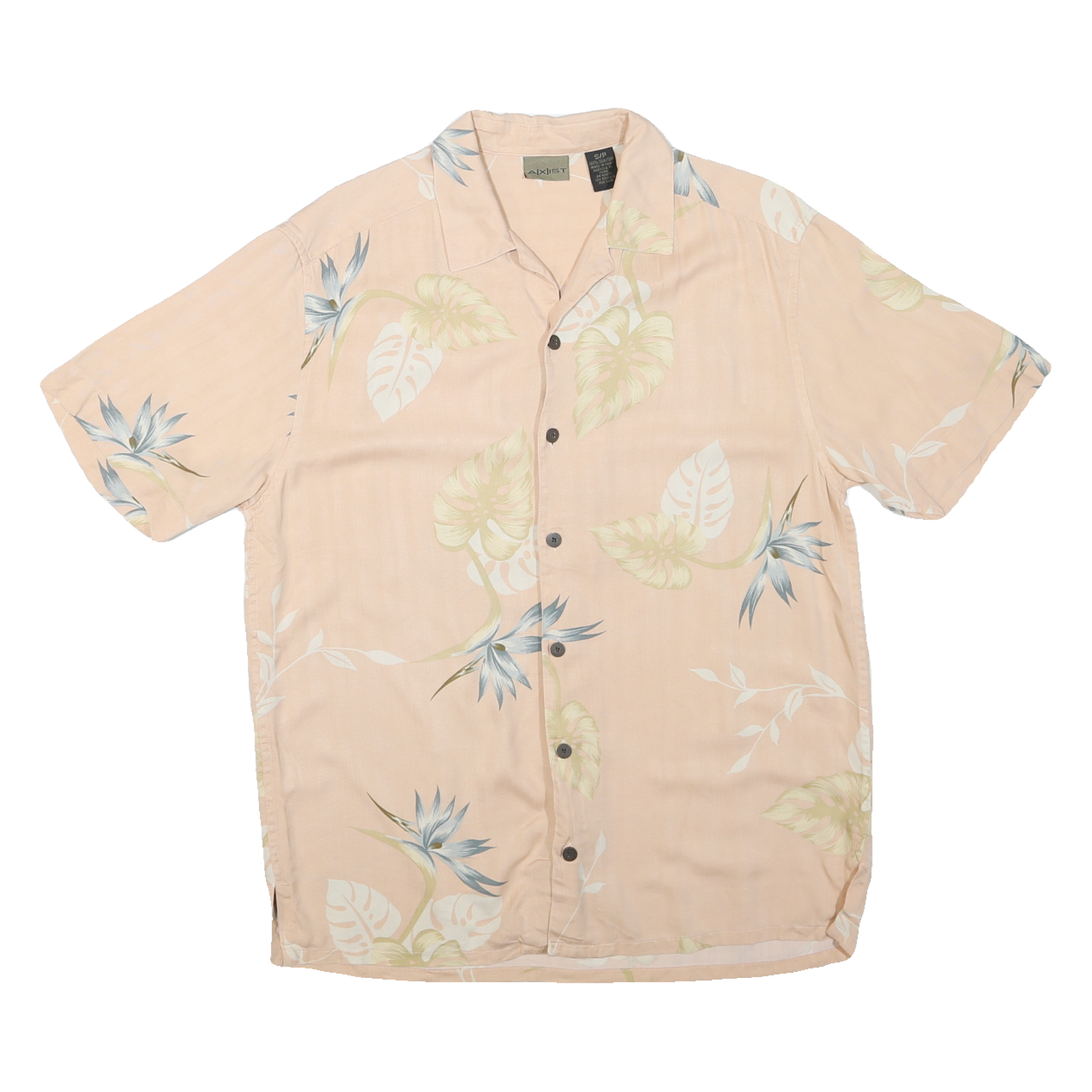 AXIST Mens Peach Silk Floral Shirt S Summer Casual Shirt Refurbished - N/A refurbished available on Cerqular