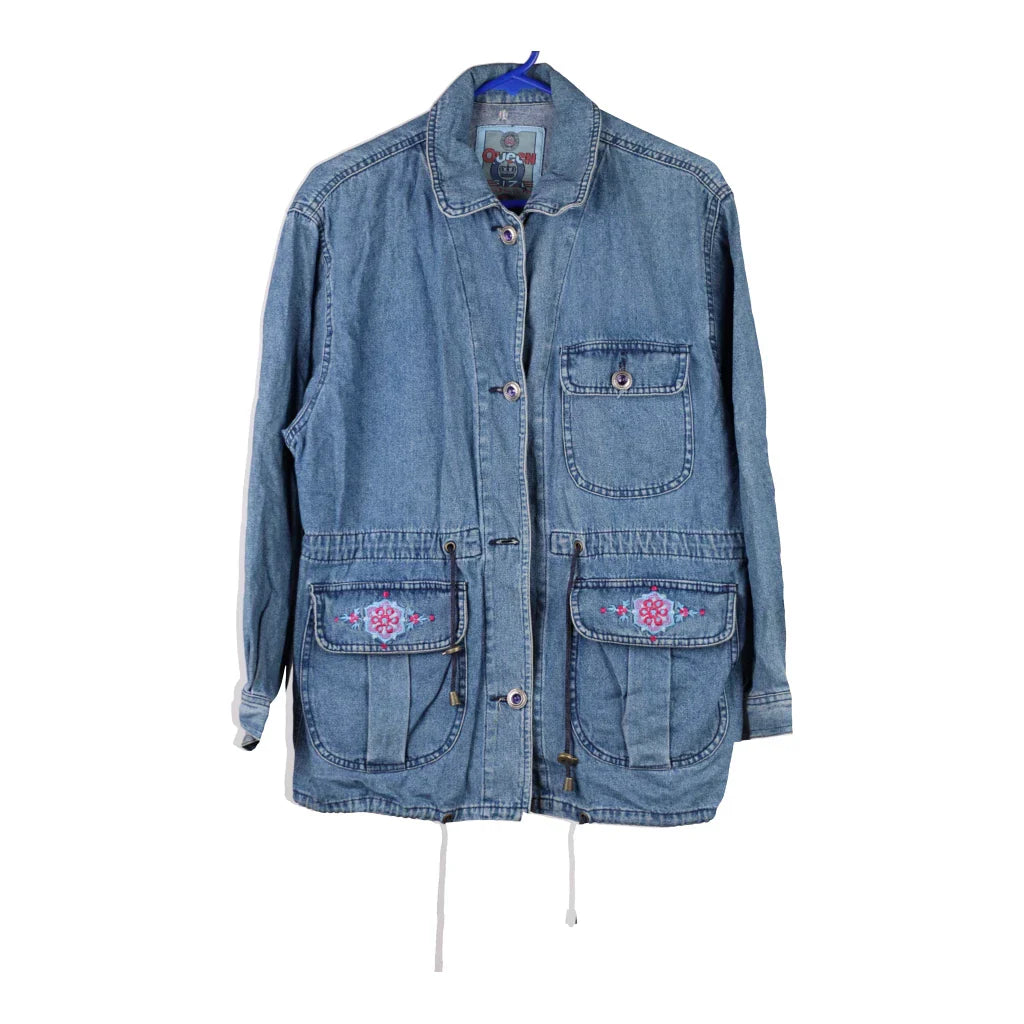 Buy Queen Denim Jacket - Small Blue Cotton Refurbished - $21.43 Queen Denim Jacket - Small Blue Cotton Refurbished - Thrifted (note: this is a term often used to describe second- refurbished available on Cerqular