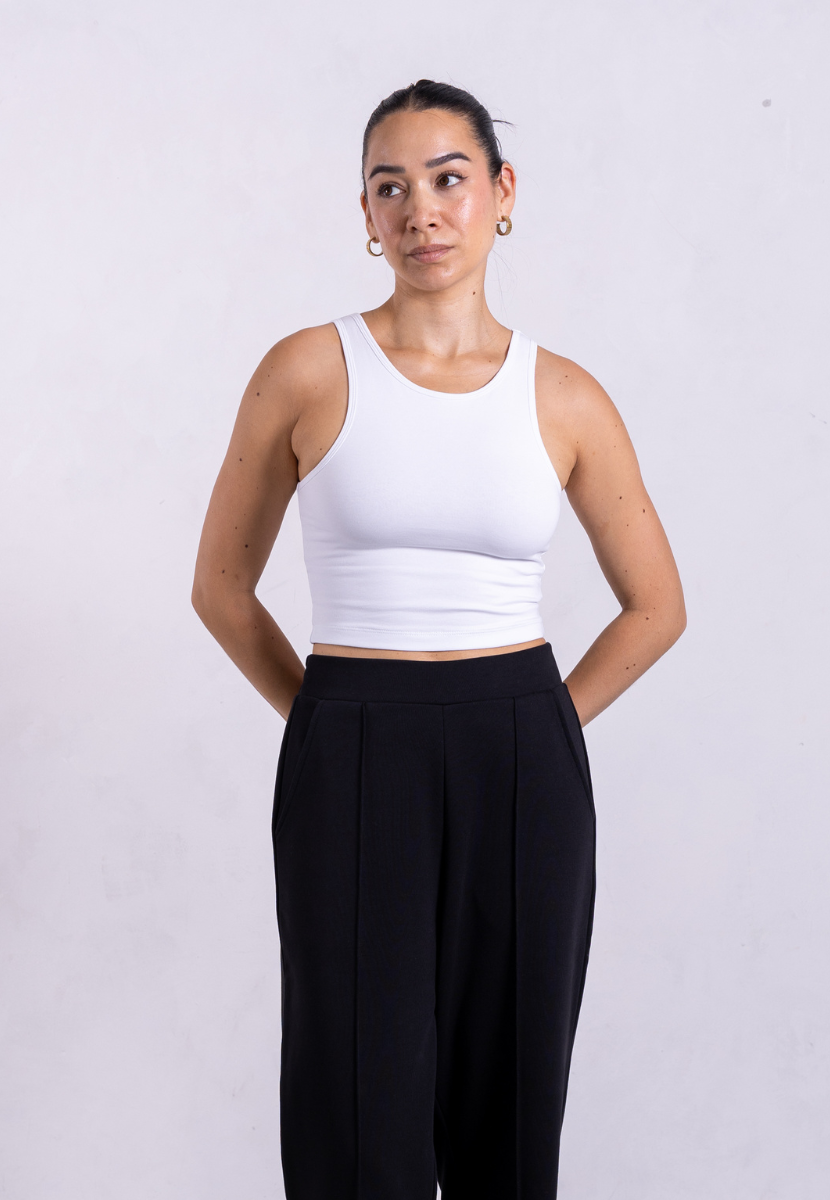 Organic Cotton High-Neck Cropped Tank, White | Size: M Refurbished - N/A (Note: It's possible that "Pantee" refurbished available on Cerqular