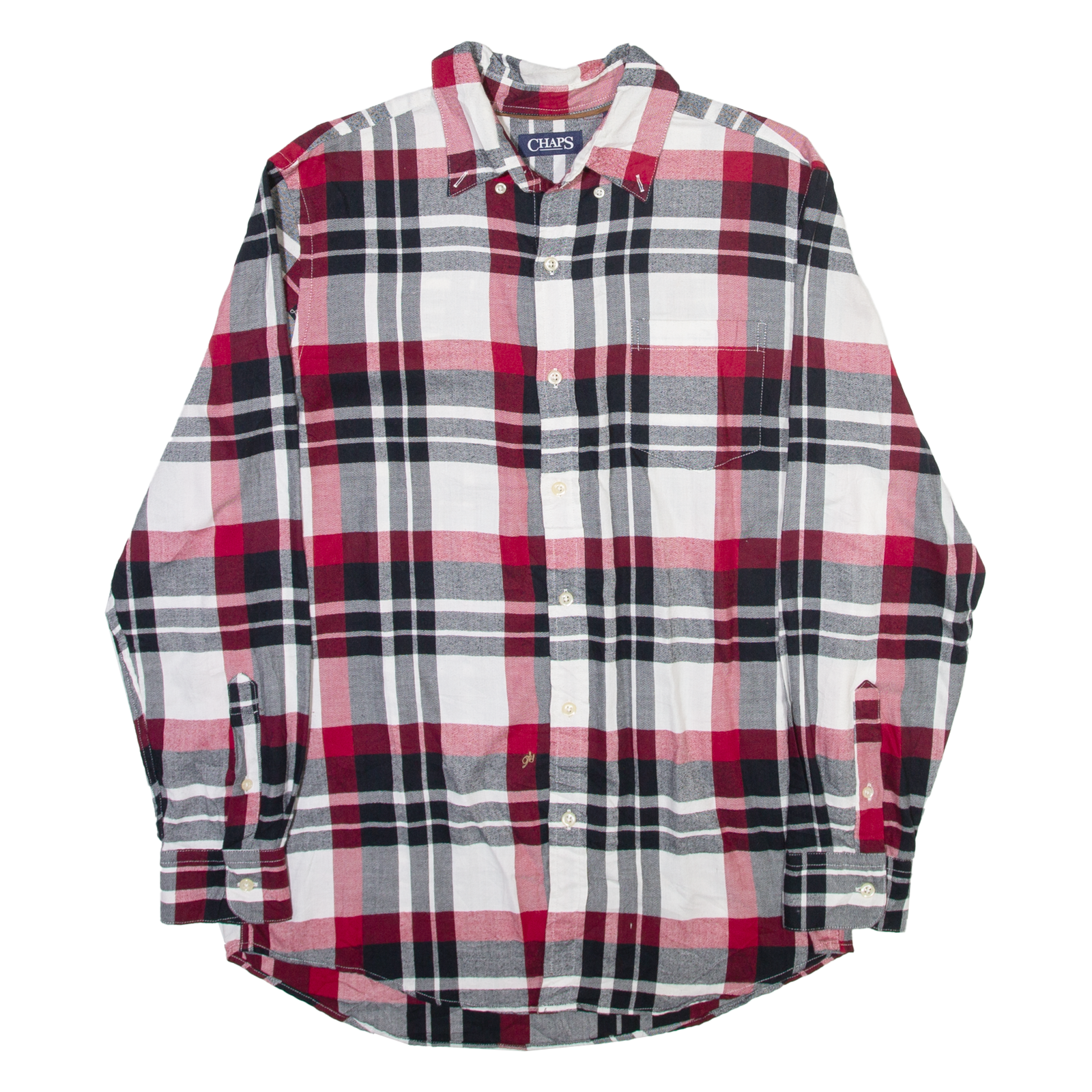 CHAPS Mens Flannel Shirt Grey Plaid Long Sleeve M Refurbished - N/A refurbished available on Cerqular