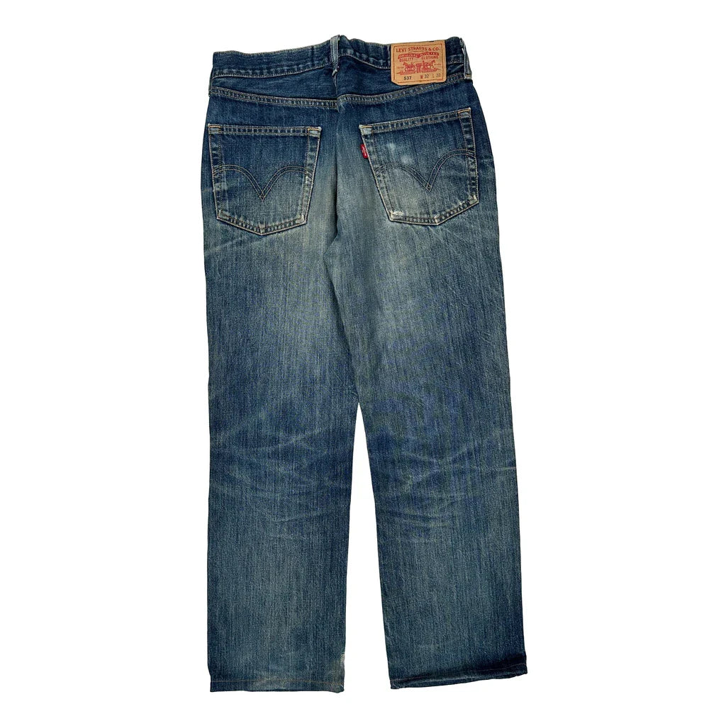 537 Levis Jeans - 30W 30L Blue Denim Refurbished - Thrifted (note: this is a term often used to describe second- refurbished available on Cerqular
