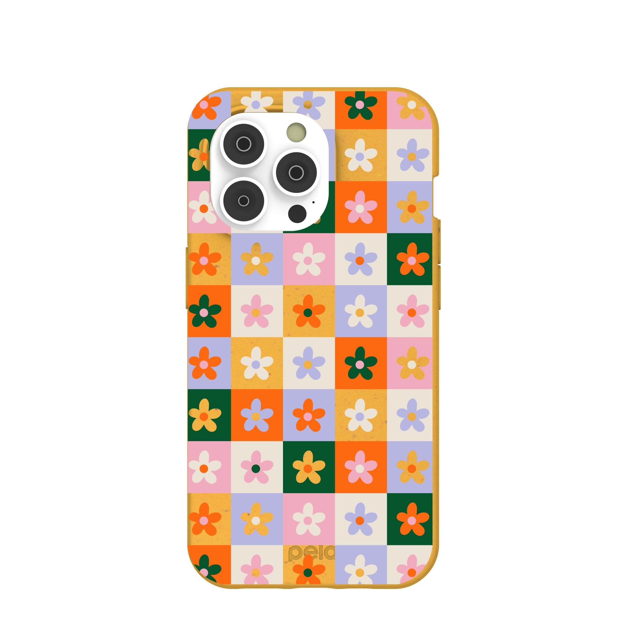 Honey Flower Tiles iPhone 14 Pro Case Refurbished - Pela Case refurbished available on Cerqular