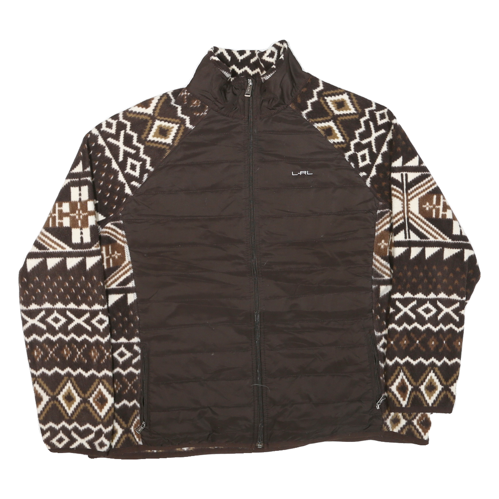LAUREN RALPH LAUREN Womens Brown & Cream Patterned Polyester Blend Jacket 2XL Refurbished - N/A refurbished available on Cerqular
