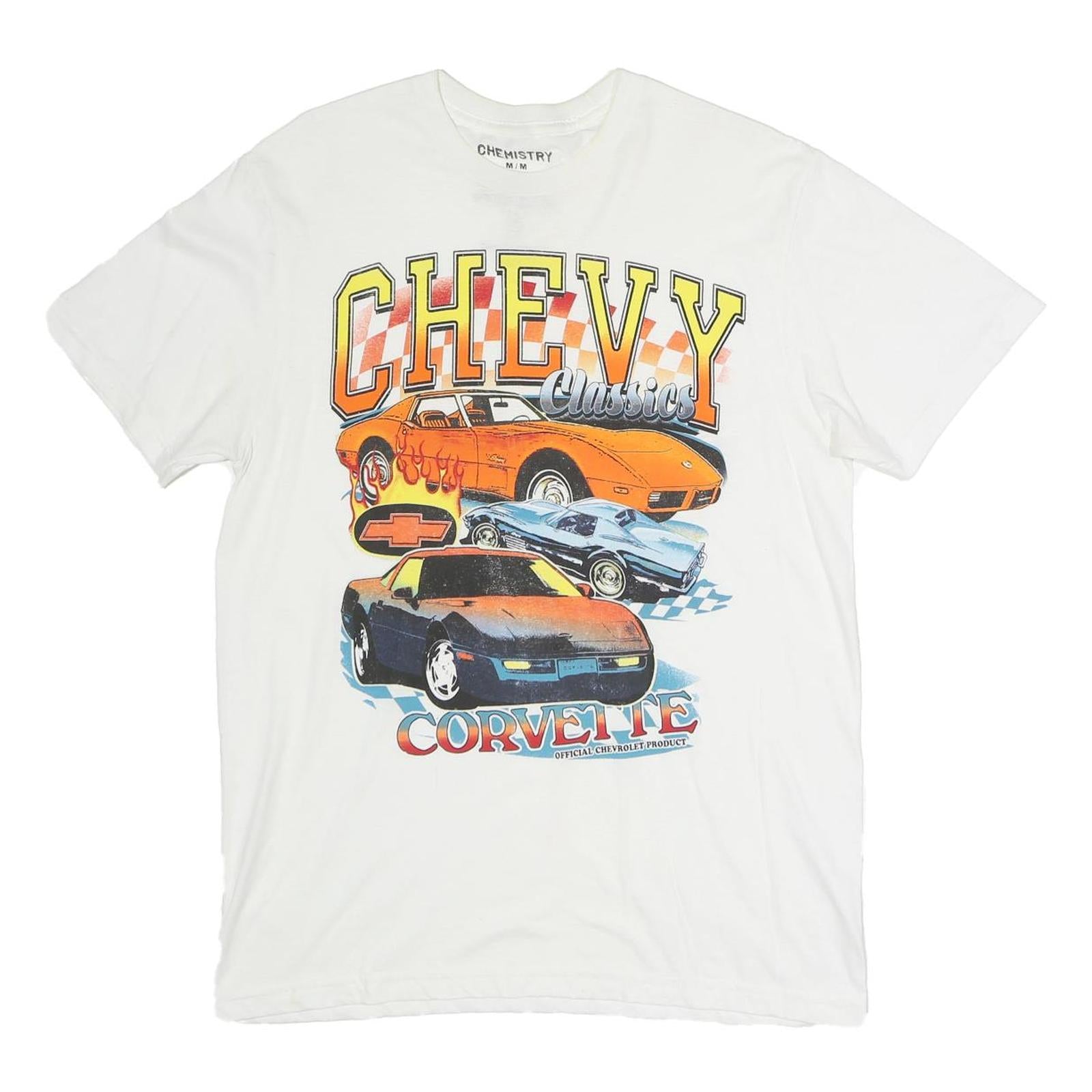 CHEMISTRY Mens White Chevrolet Chevy Classics Graphic T-Shirt M Short Sleeve Refurbished - N/A refurbished available on Cerqular
