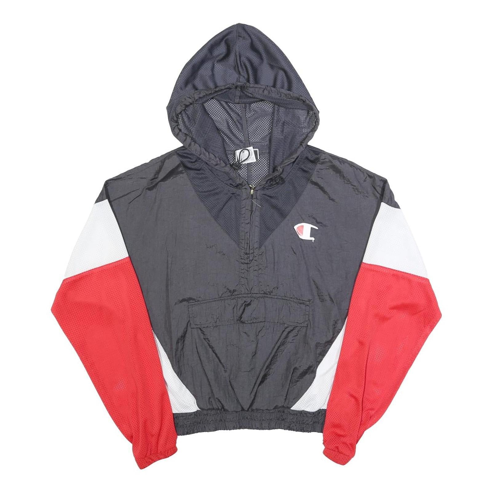 CHAMPION Womens Black & Red Hooded Zip Jacket M Polyester Colourblock Sportswear Refurbished - N/A refurbished available on Cerqular