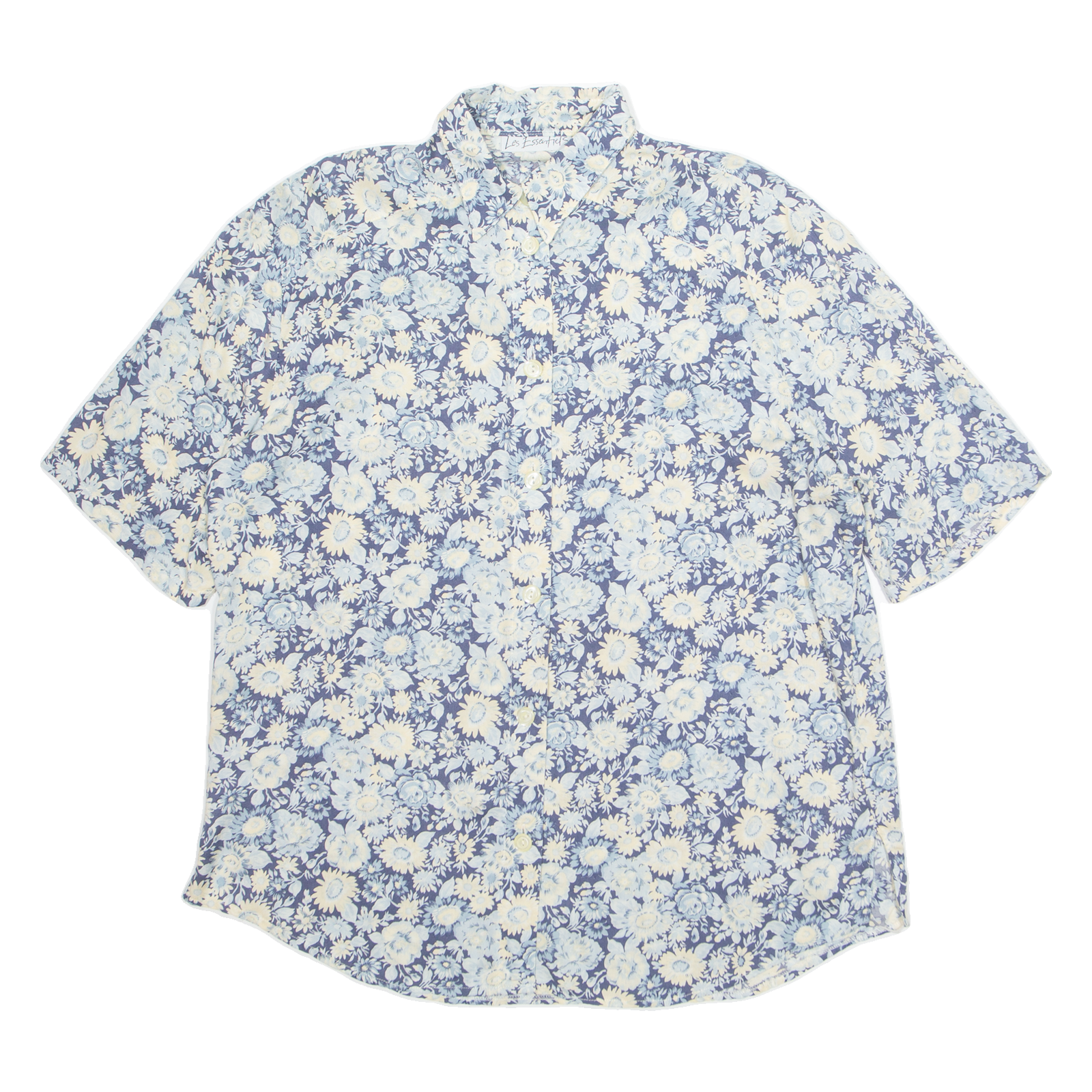 LES ESSENTIELS Womens Printed Shirt Blue Collared Floral L Refurbished - N/A refurbished available on Cerqular