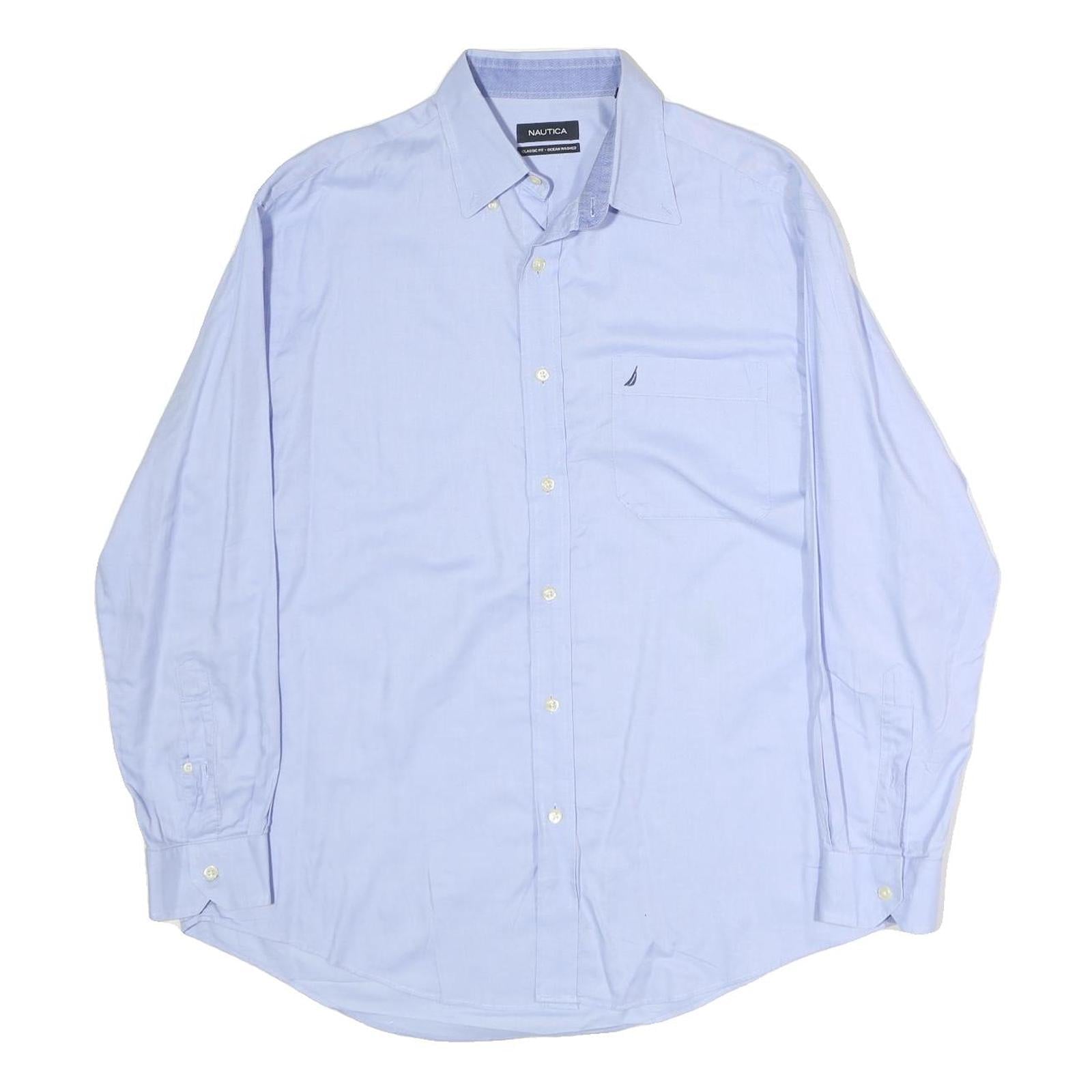 NAUTICA Mens Blue Cotton Classic Fit L Long Sleeve Button Shirt Lightweight Refurbished - N/A refurbished available on Cerqular