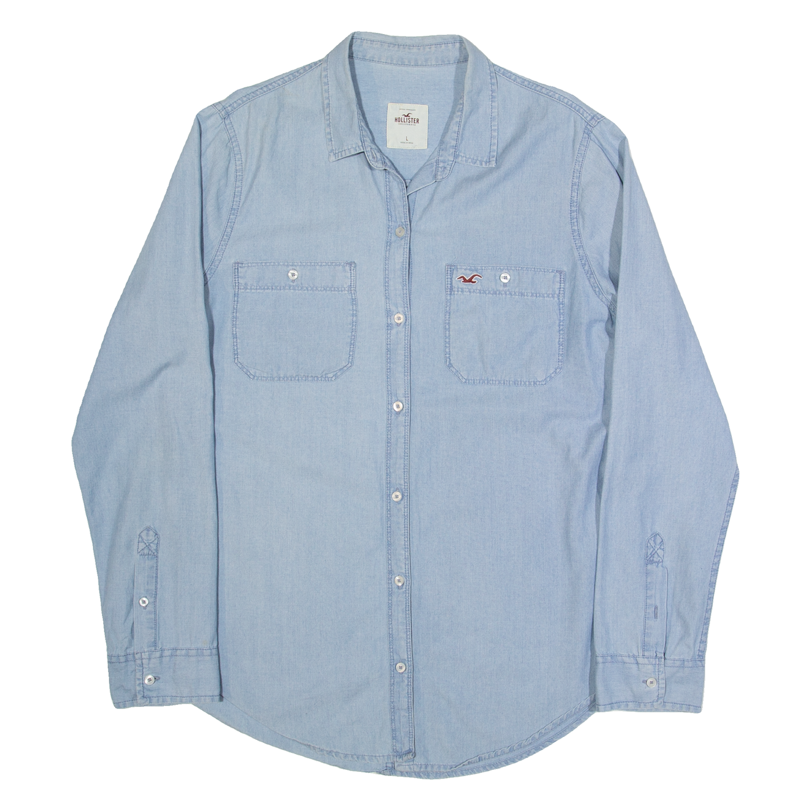 HOLLISTER Womens Plain Shirt Blue Long Sleeve L Refurbished - N/A refurbished available on Cerqular