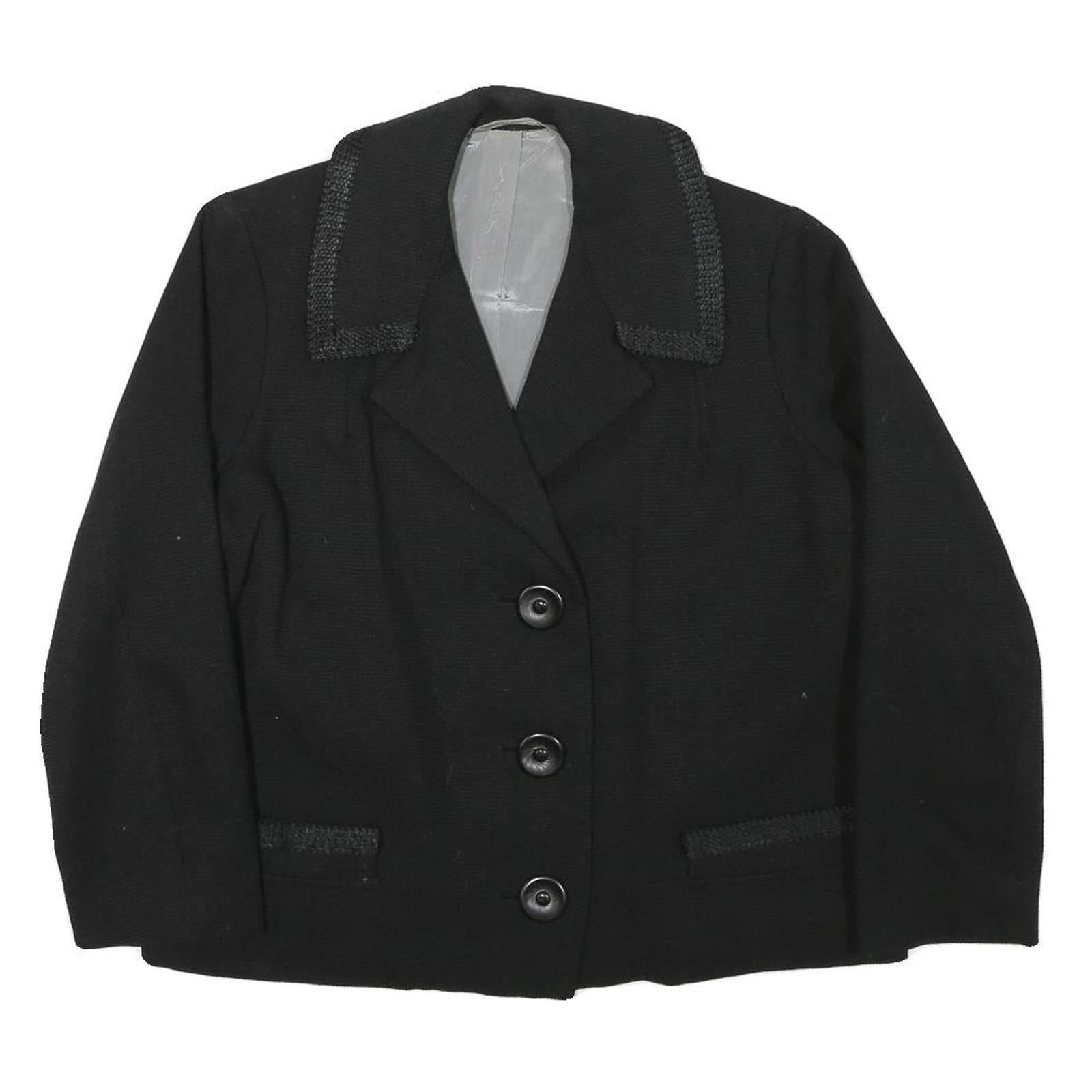 Womens Black Tailored Jacket L Polyester Blend Button Plain Classic Formal Refurbished - N/A refurbished available on Cerqular