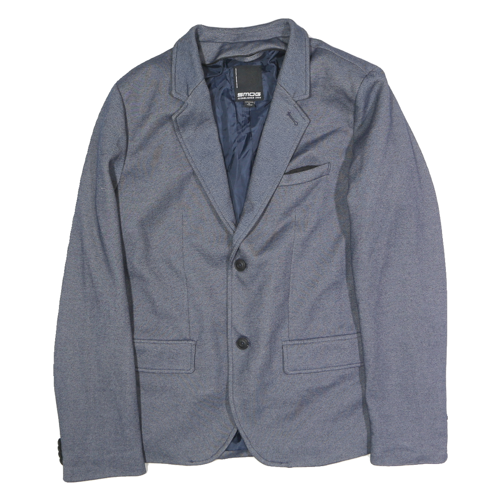 Mens Blue Cotton Blend Button Jacket L Plain Classic Casual Smart Refurbished - N/A refurbished available on Cerqular